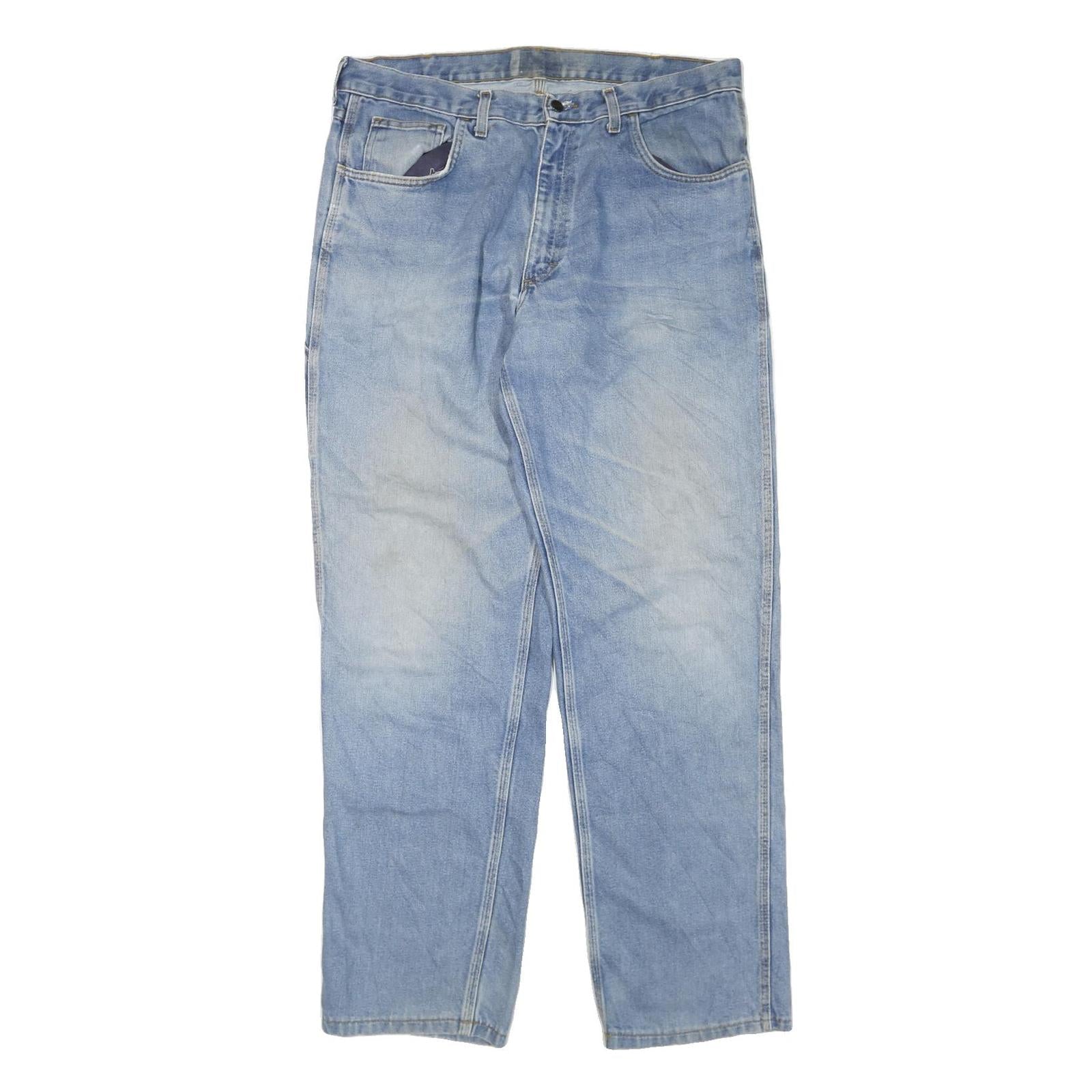 CARHARTT Mens Jeans Blue Regular Straight Denim Medium W38 L35 Workwear Refurbished - N/A refurbished available on Cerqular