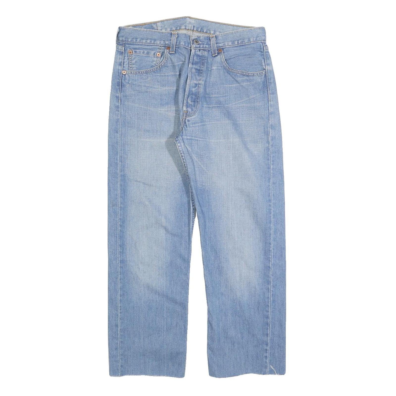LEVI'S 501 Mens Jeans Blue Regular Straight Denim Light W32 L26 Button Closure Refurbished - N/A refurbished available on Cerqular