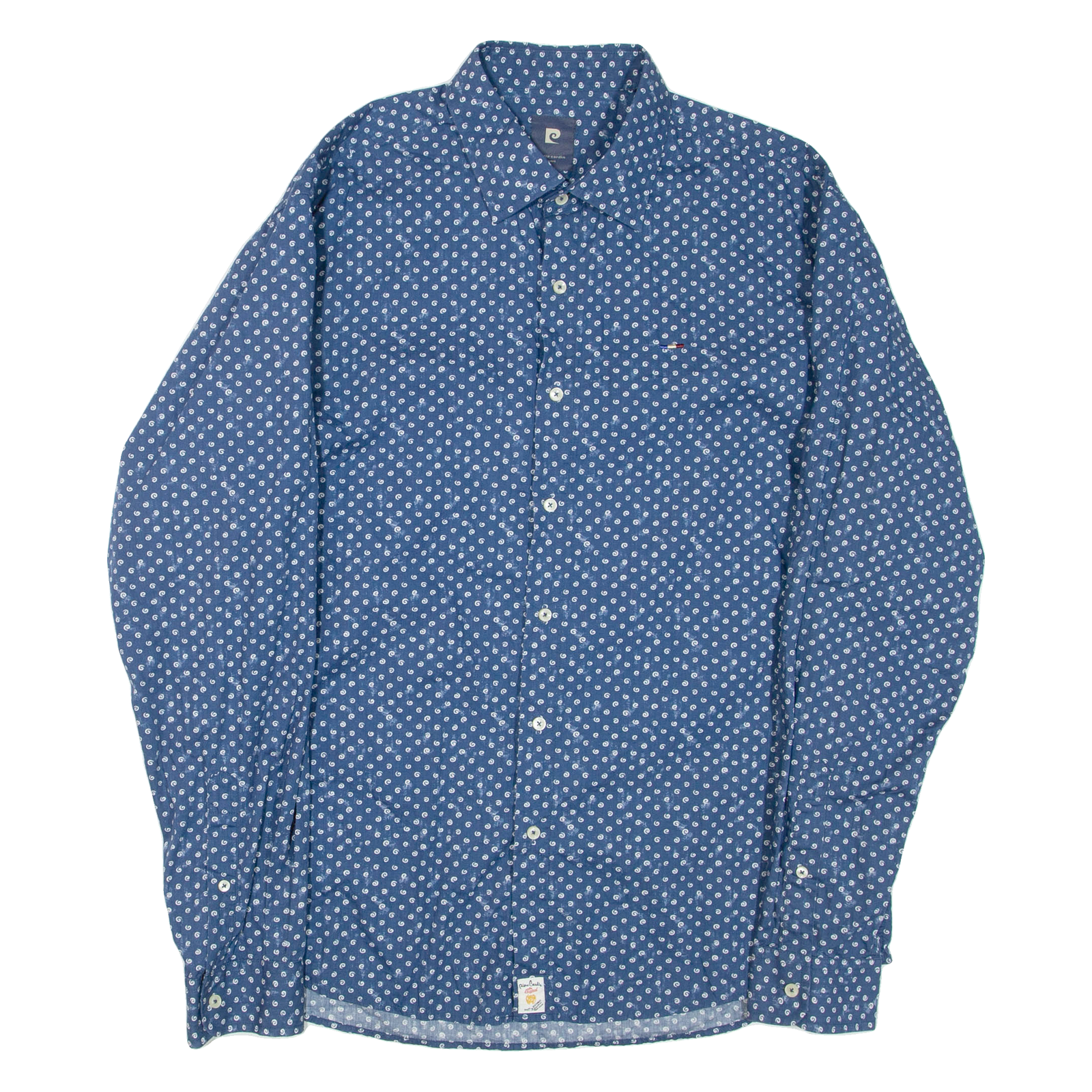 PIERRE CARDIN Mens Shirt Blue Spotted Long Sleeve L Refurbished - N/A refurbished available on Cerqular