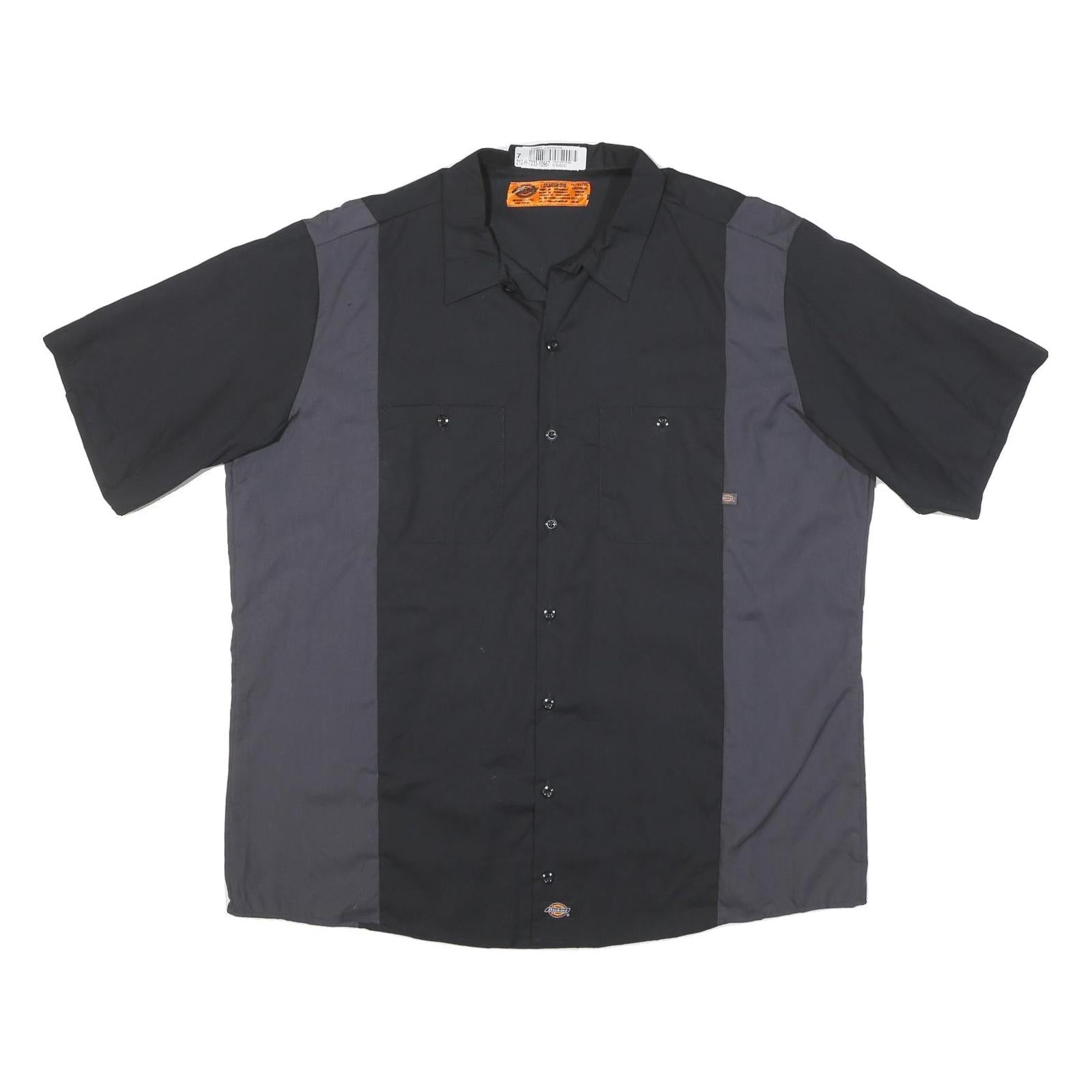 DICKIES Mens Black & Grey Cotton Blend Work Shirt 2XL Short Sleeve Button Refurbished - N/A refurbished available on Cerqular