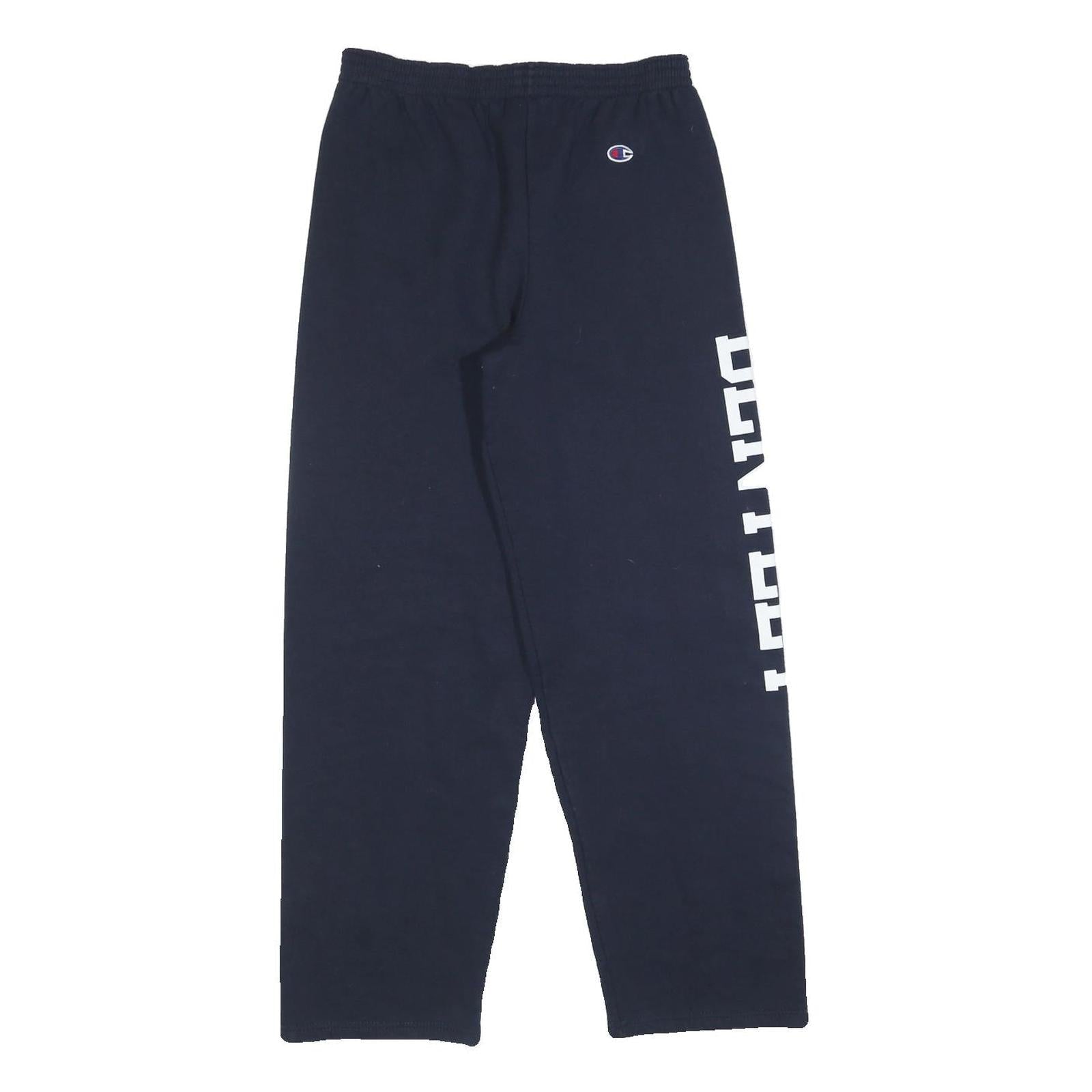 CHAMPION Girls Joggers Navy Blue XL W26 L28 Cotton Blend Logo Print Relaxed Fit Refurbished - N/A refurbished available on Cerqular