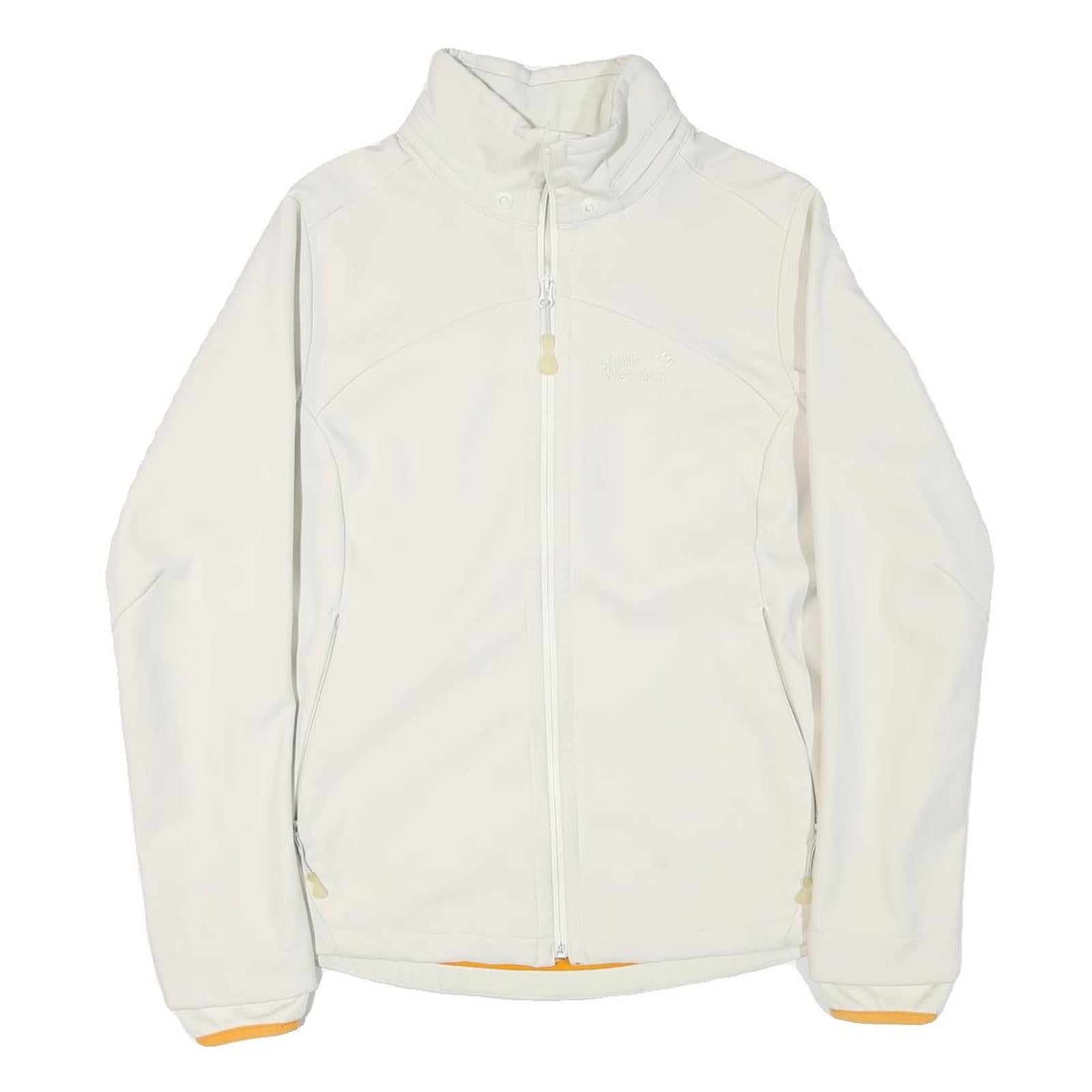 JACK WOLFSKIN Womens White Outdoor Jacket L Polyester Blend Zip Plain Versatile Refurbished - N/A refurbished available on Cerqular