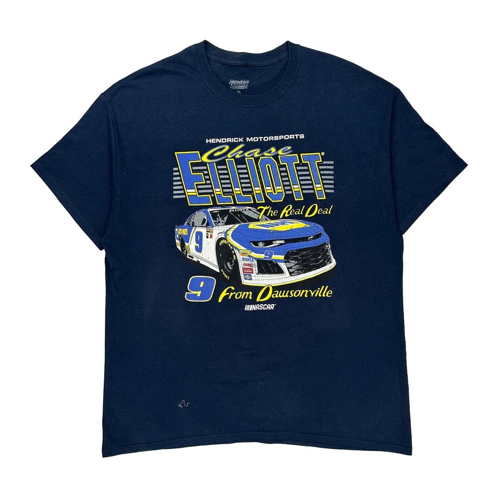 Chase Elliott Hendrick Motorsports Nascar T-Shirt - XL Navy Cotton Refurbished - Thrifted (note: this is a term often used to describe second- refurbished available on Cerqular
