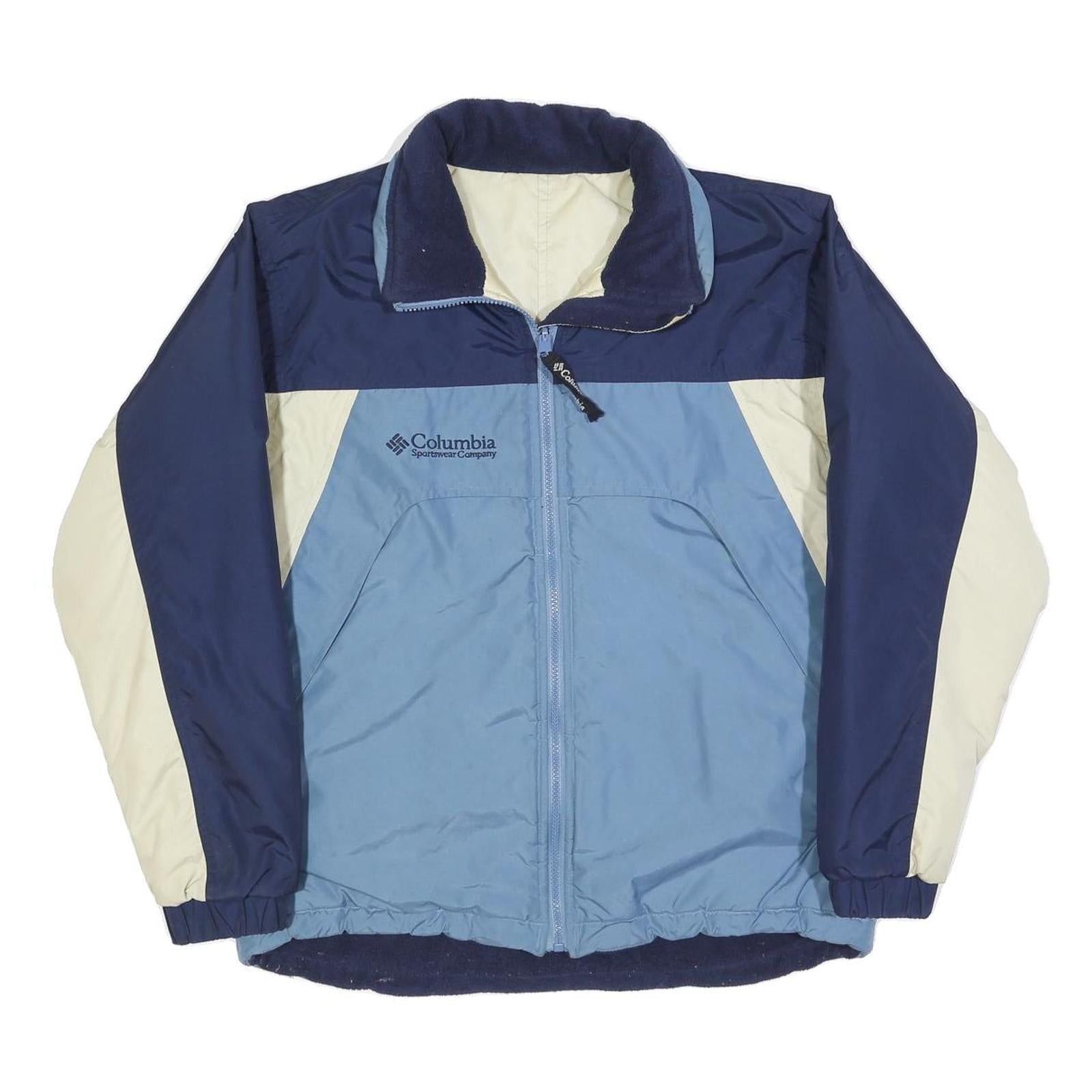 COLUMBIA Womens Blue & Cream Colourblock Polyester Blend Jacket L Outdoor Refurbished - N/A refurbished available on Cerqular