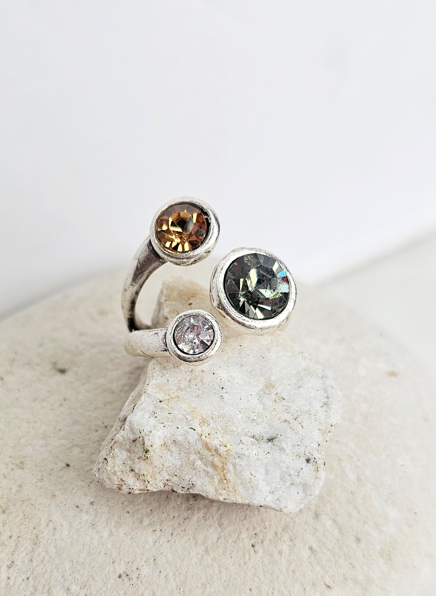 Buy Triple Radiance Adjustable Ring- Multi Color Refurbished - $40.00 Triple Radiance Adjustable Ring- Multi Color Refurbished - Mavis by Herrera refurbished available on Cerqular
