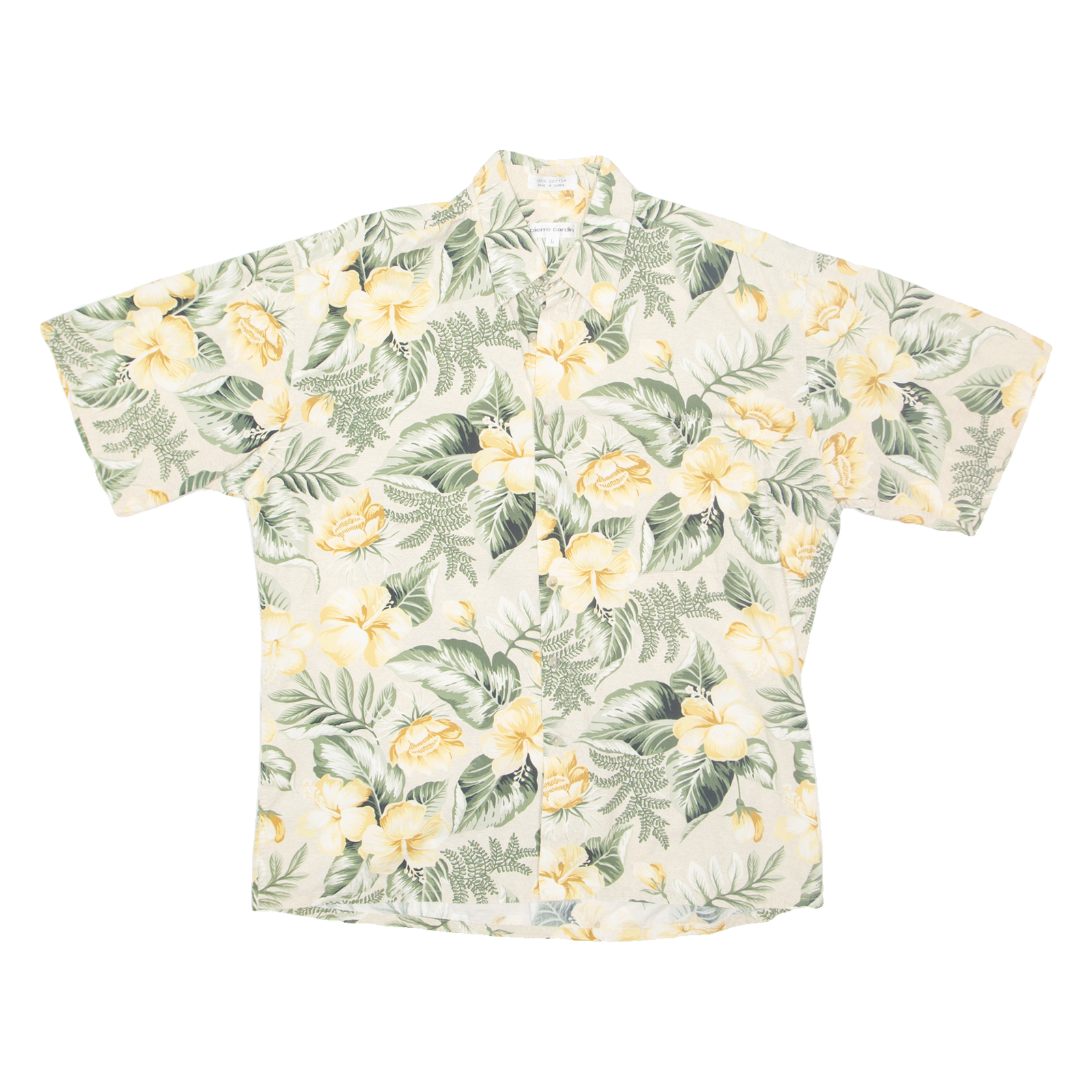 PIERRE CARDIN Mens Hawaiian Shirt Cream Floral L Refurbished - N/A refurbished available on Cerqular