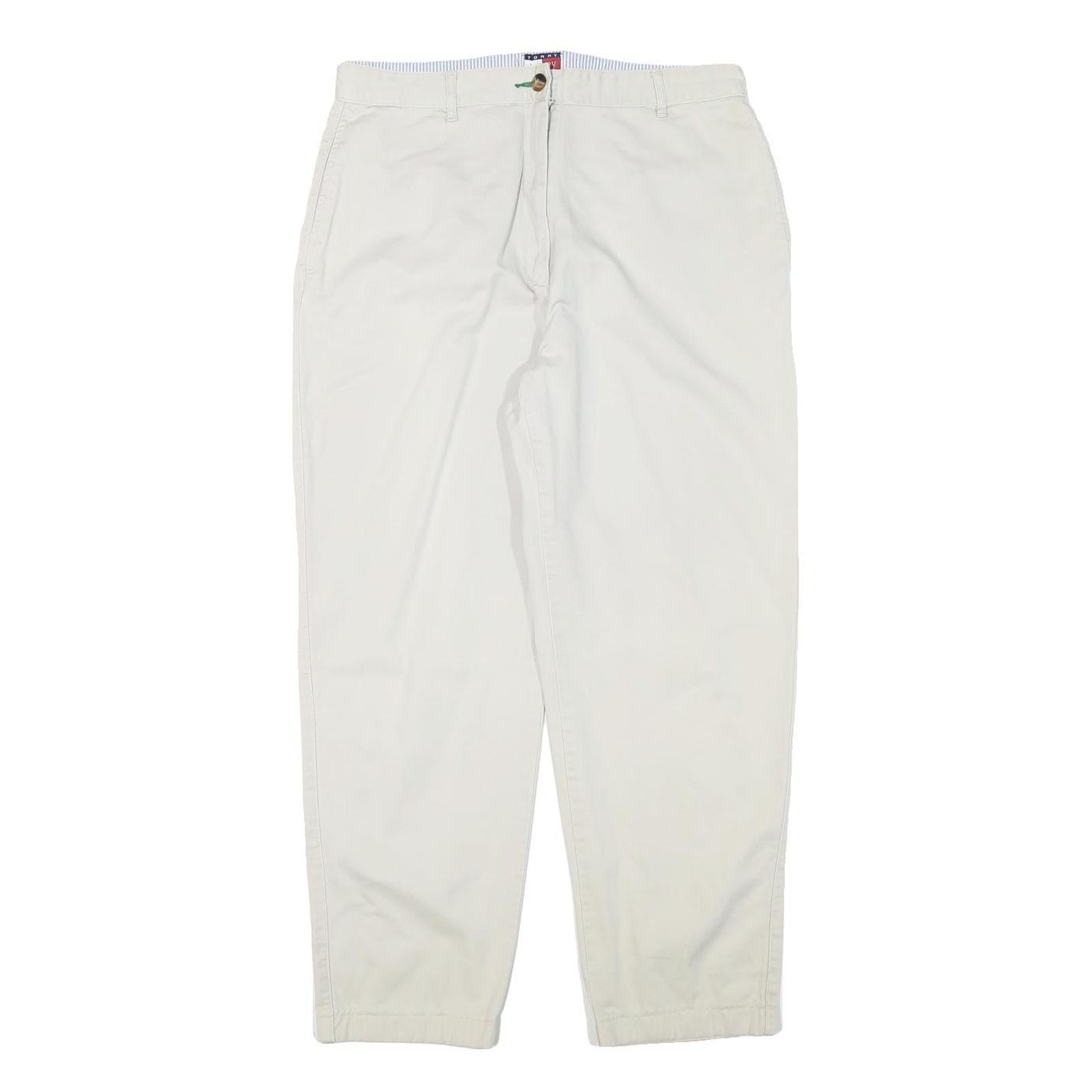 TOMMY HILFIGER Womens Cotton Blend White Relaxed Straight Trousers W32 L27 Refurbished - N/A refurbished available on Cerqular