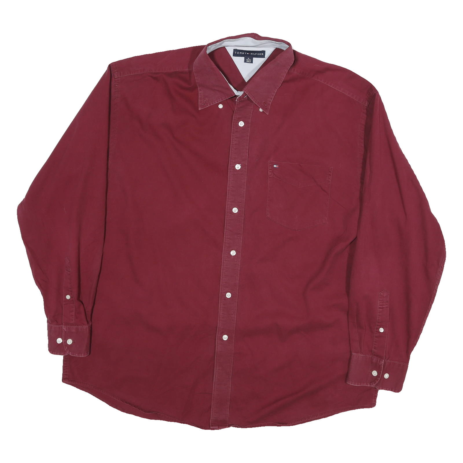 TOMMY HILFIGER Mens Red Shirt XL Button-Down Cotton Blend Casual Classic Refurbished - N/A refurbished available on Cerqular