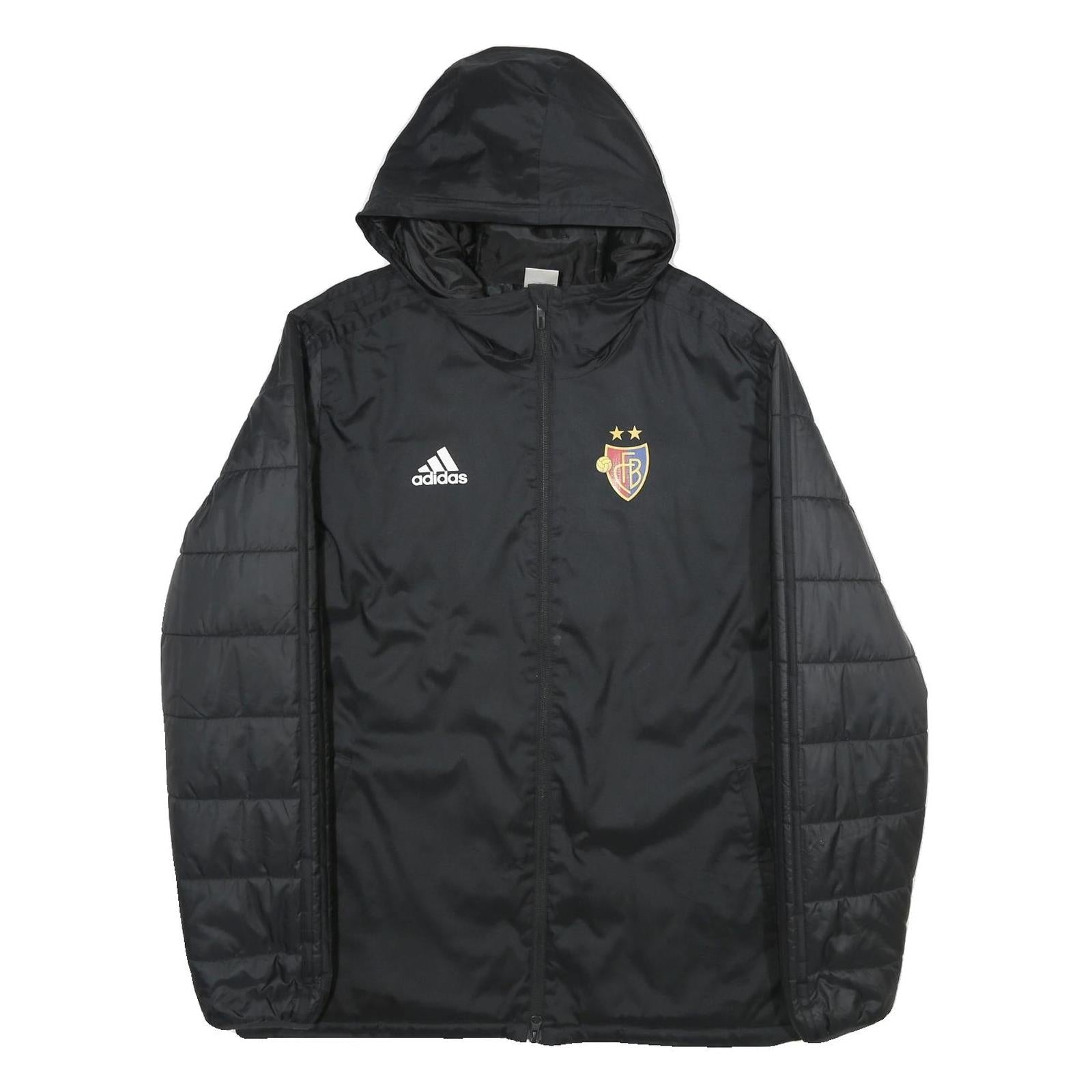 Buy ADIDAS Mens Black Football Club Basel Jacket L Polyester Puffer Quilted Hooded Refurbished - $71.49 ADIDAS Mens Black Football Club Basel Jacket L Polyester Puffer Quilted Hooded Refurbished - N/A refurbished available on Cerqular