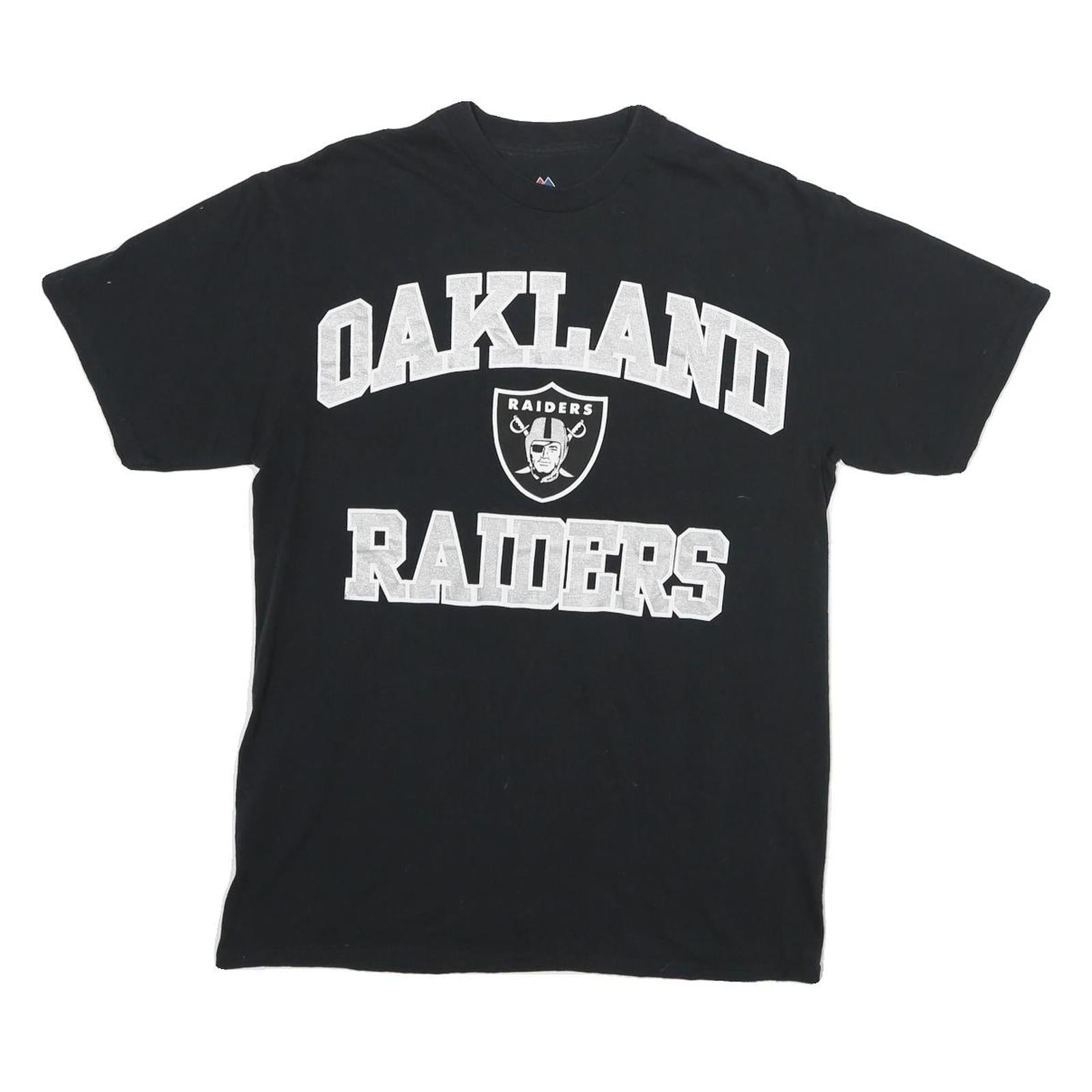 MAJESTIC Mens Black Oakland Raiders Graphic T-Shirt M Short Sleeve Crew Neck Refurbished - N/A refurbished available on Cerqular