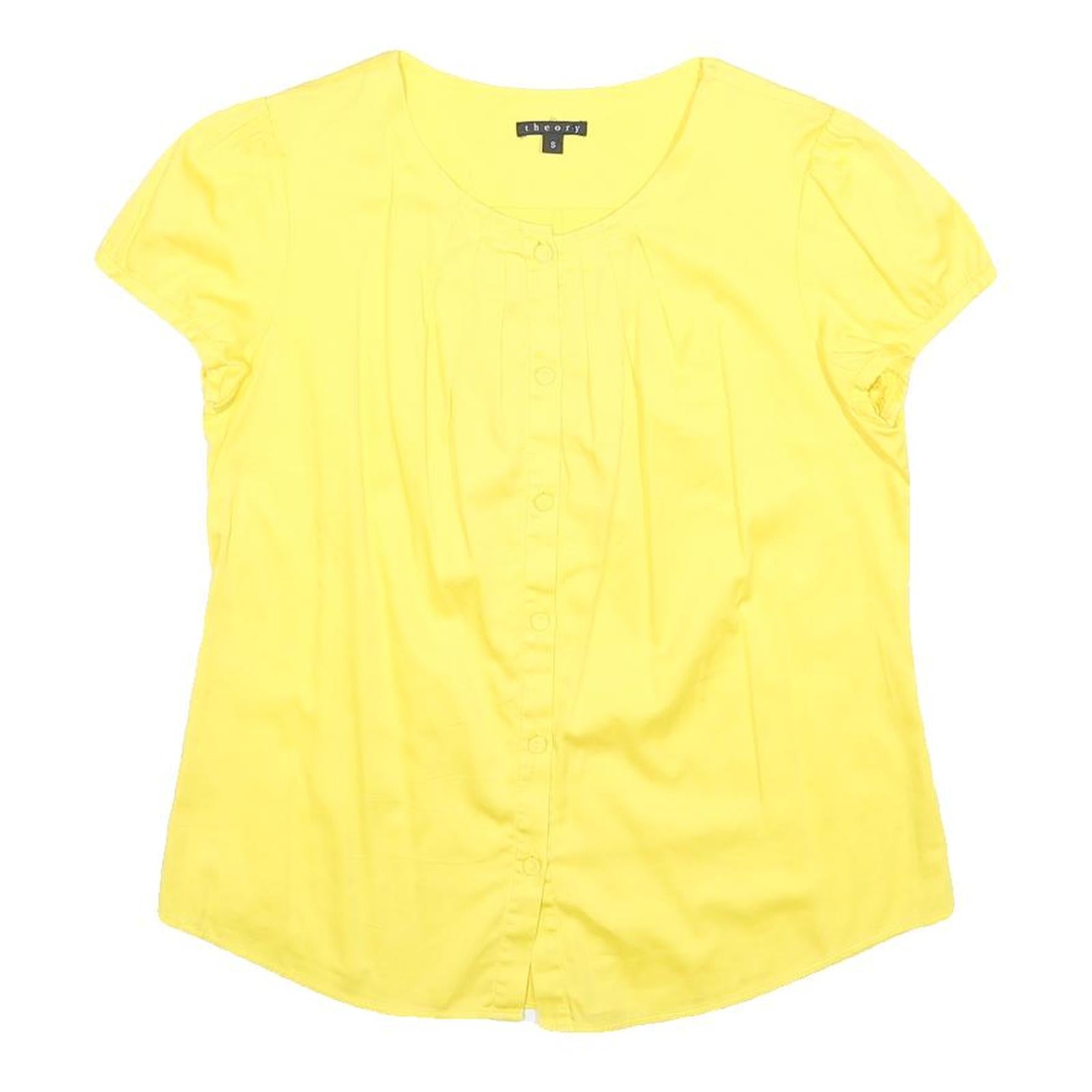 THEORY Womens Yellow Basic Top Short Sleeve Round Neck S Stylish Cotton Blend Refurbished - N/A refurbished available on Cerqular