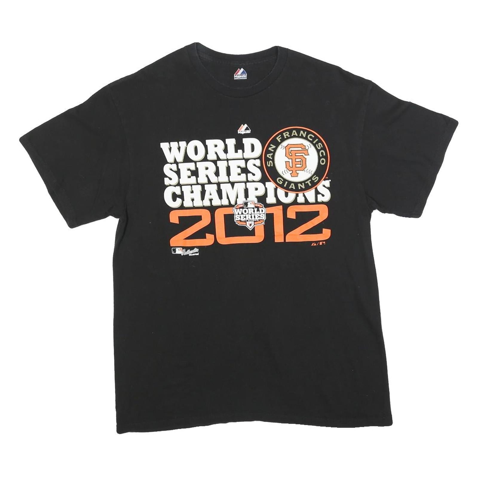 MAJESTIC Mens Black San Francisco Giants World Series Champions 2012 T-Shirt L Refurbished - N/A refurbished available on Cerqular