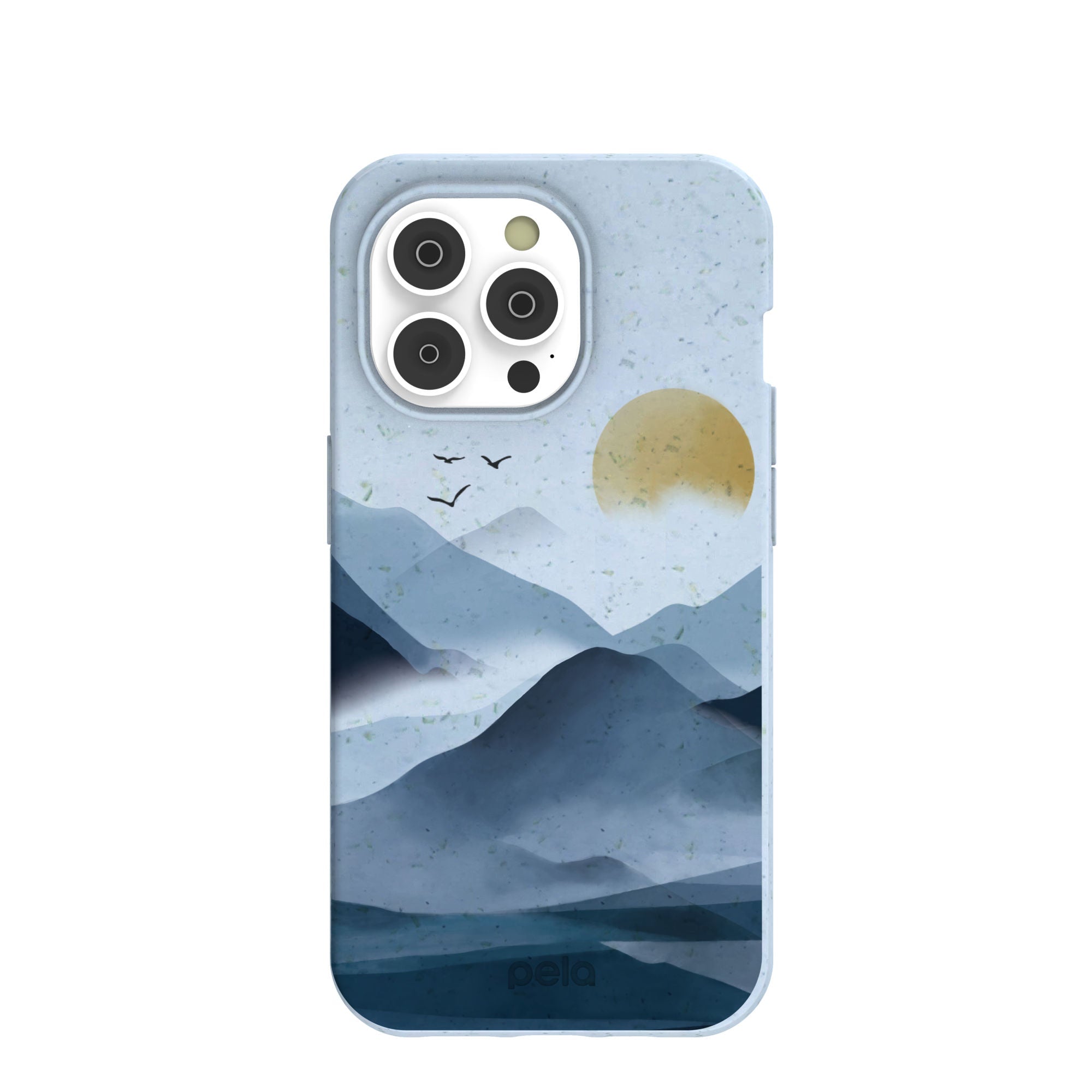 Powder Blue Misty Mountains iPhone 14 Pro Case Refurbished - Pela Case refurbished available on Cerqular