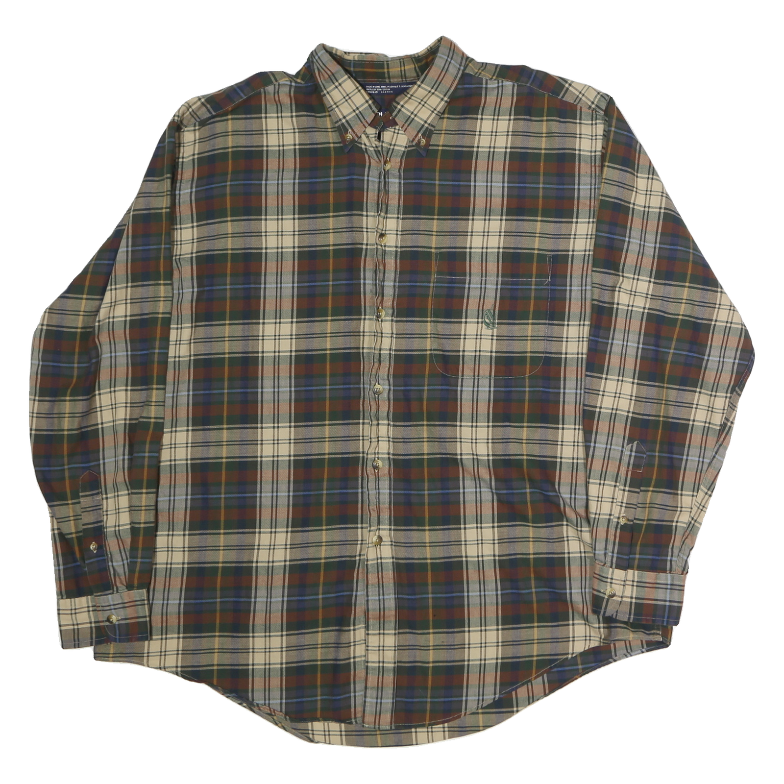 NAUTICA Mens Blue Beige Green Plaid Shirt XL Button-Down Long Sleeve Cotton Refurbished - N/A refurbished available on Cerqular