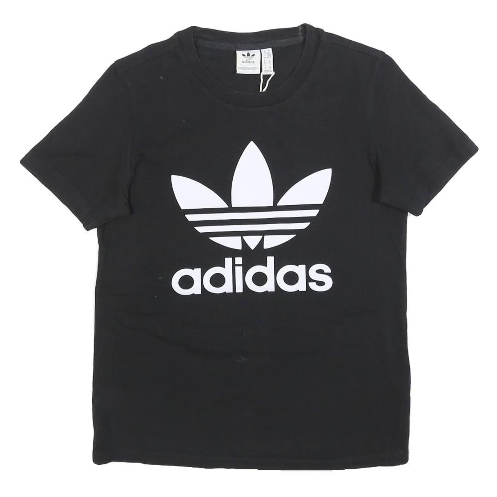 ADIDAS Womens Black Logo Graphic T-Shirt UK 6 Short Sleeve Crew Neck Cotton Refurbished - N/A refurbished available on Cerqular
