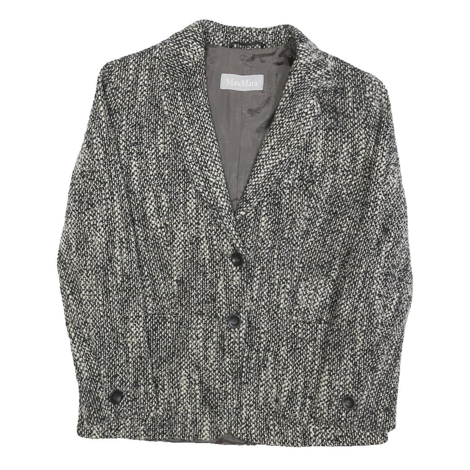 MAX MARA Womens Black & White Wool Blend Button Jacket UK 8 Woven Classic Refurbished - N/A refurbished available on Cerqular