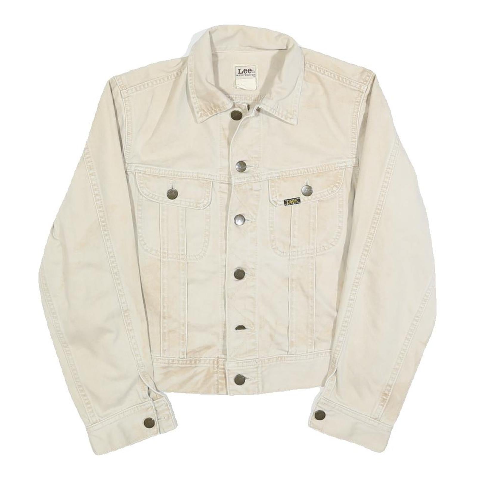 LEE Womens Beige Cotton Classic Jacket S Button Plain Casual Lightweight Refurbished - N/A refurbished available on Cerqular