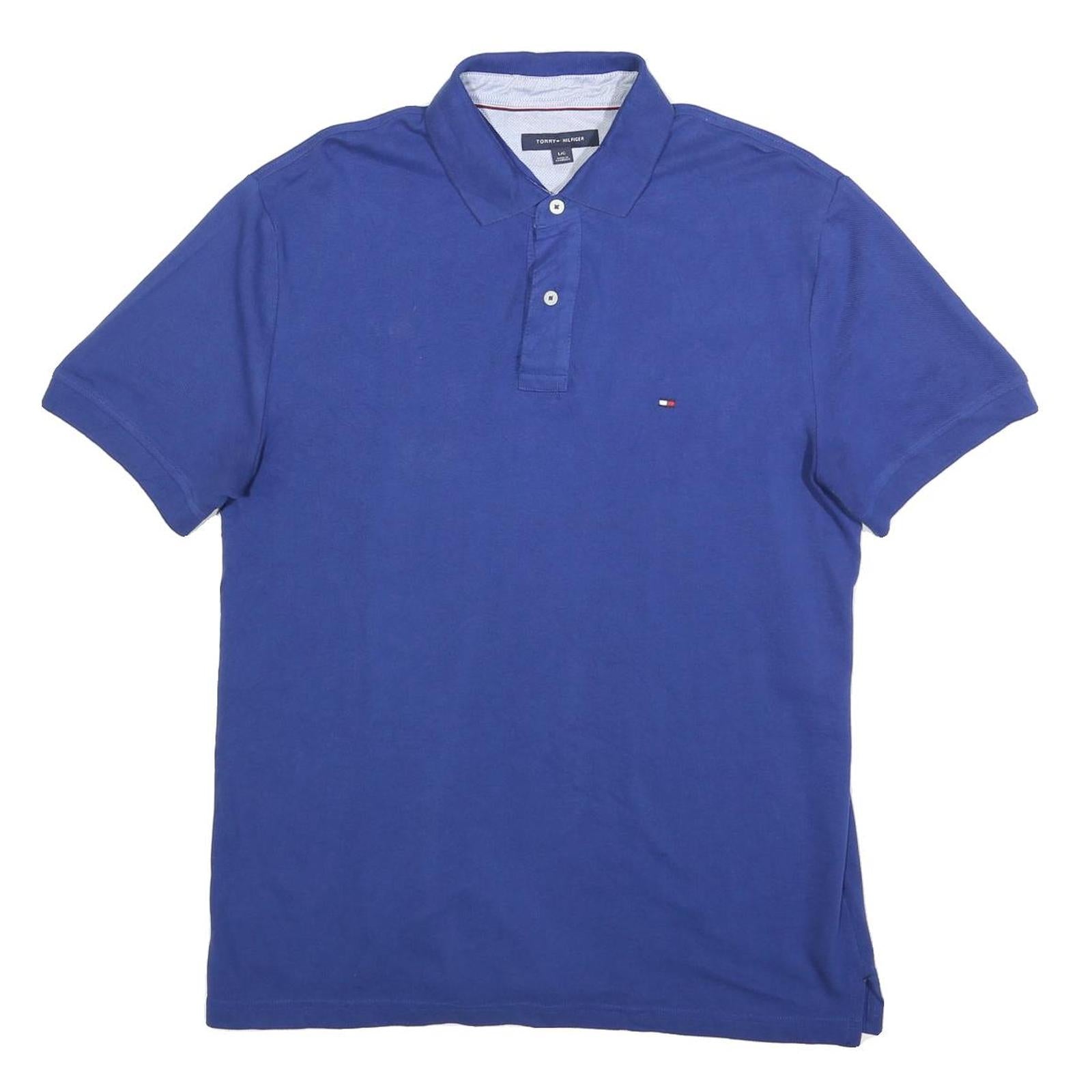 TOMMY HILFIGER Mens Blue Polo Shirt L Cotton Blend Short Sleeve Classic Fit Refurbished - N/A refurbished available on Cerqular