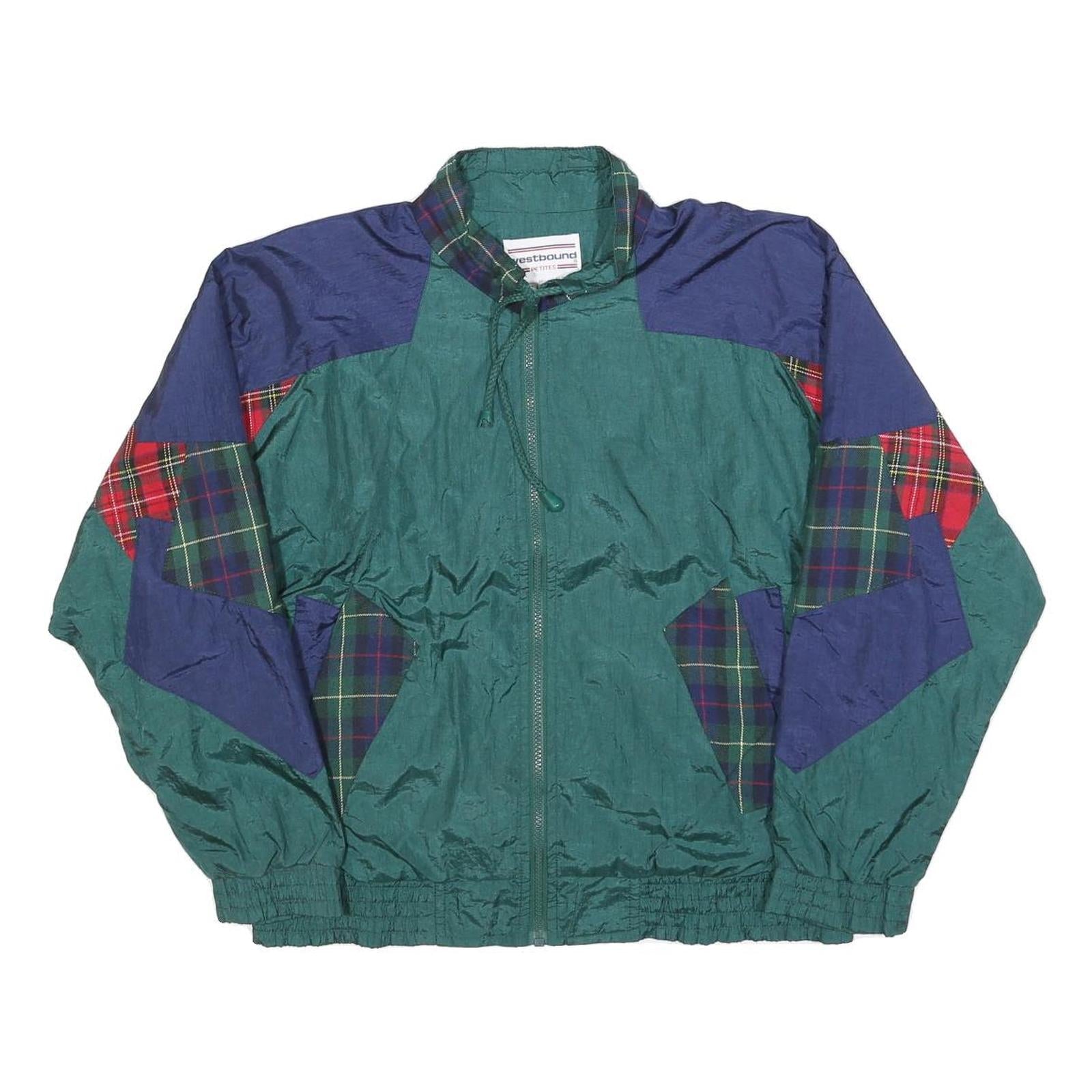 WESTBOUND Womens Green & Blue Tartan Colourblock Zip Jacket S Polyester Stylish Refurbished - N/A refurbished available on Cerqular