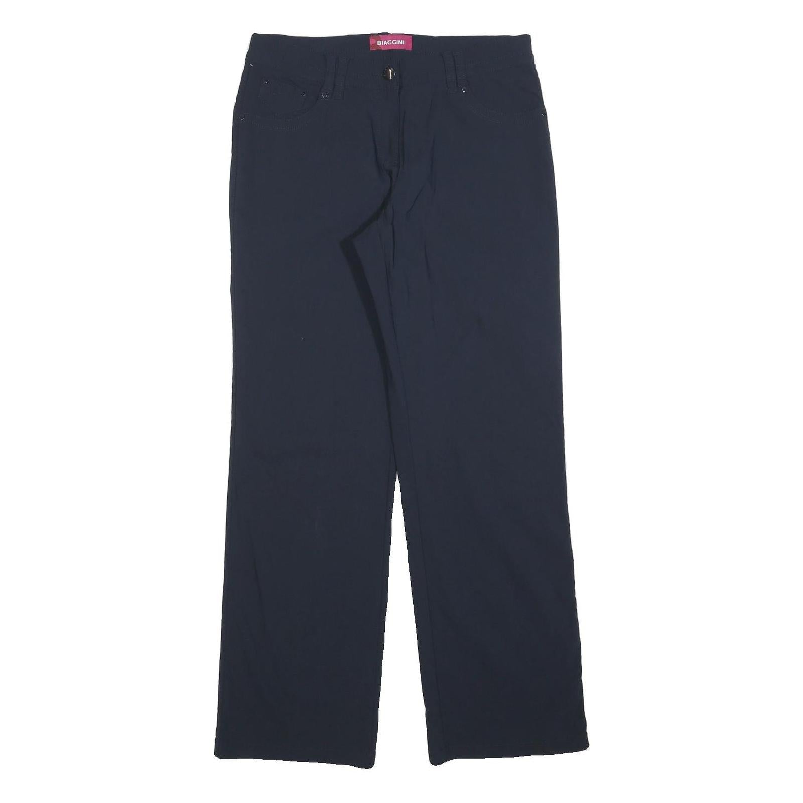 BIAGGINI Womens Cotton Blend Navy Regular Fit Straight Leg Trousers W30 L30 Refurbished - N/A refurbished available on Cerqular