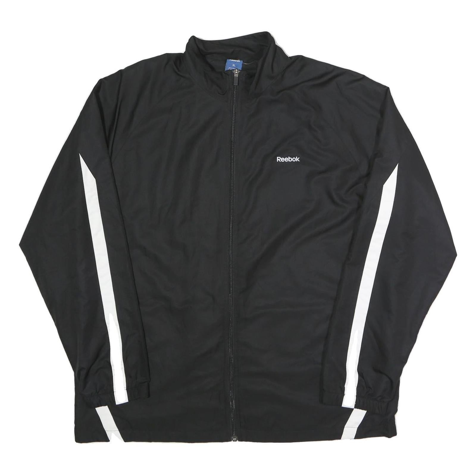 REEBOK Mens Black & White Athletic Zip Jacket XL Polyester Track Sportswear Refurbished - N/A refurbished available on Cerqular