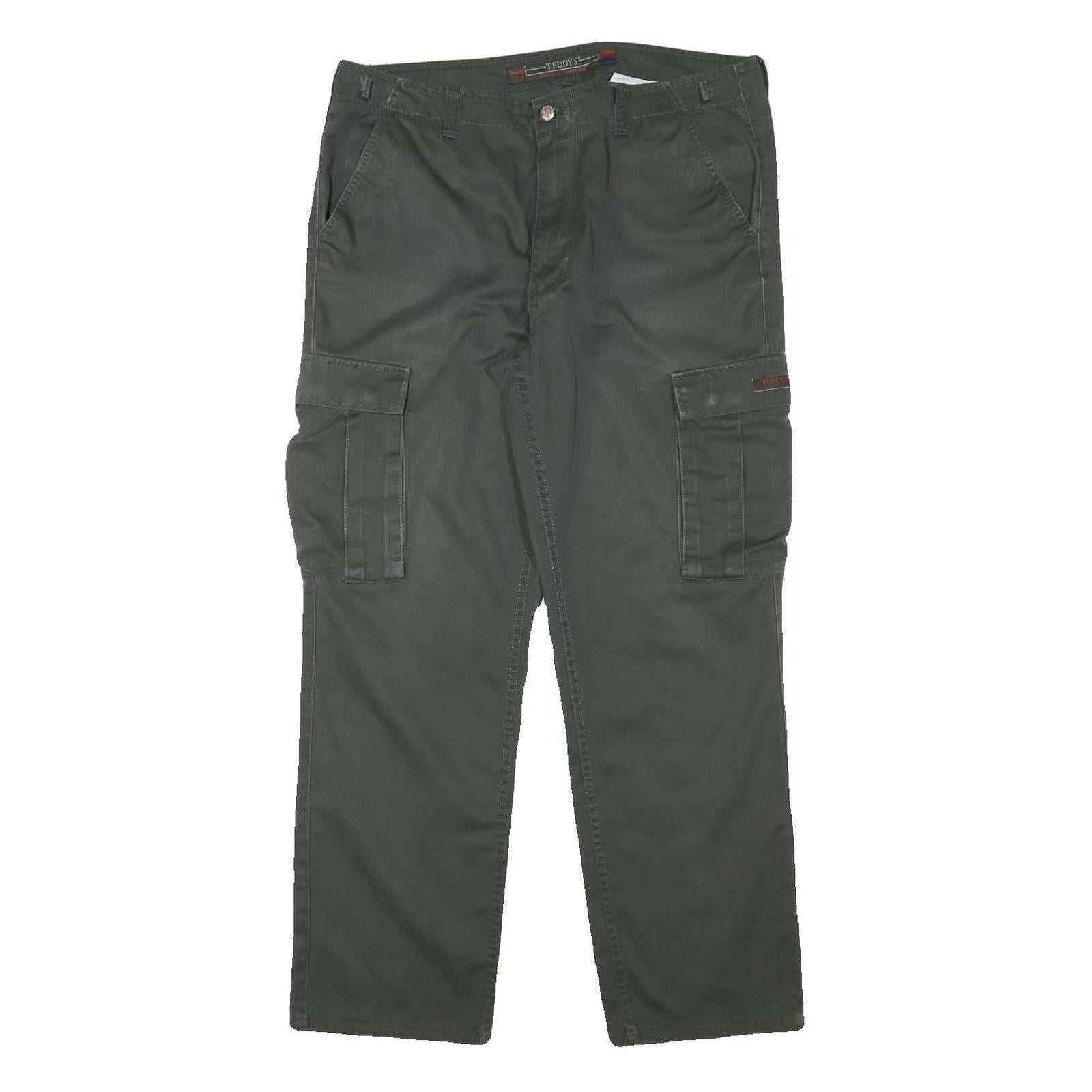 TEDDYS Mens Regular Fit Green Cargo Trousers W37 L30 Cotton Blend Zip Closure Refurbished - N/A refurbished available on Cerqular