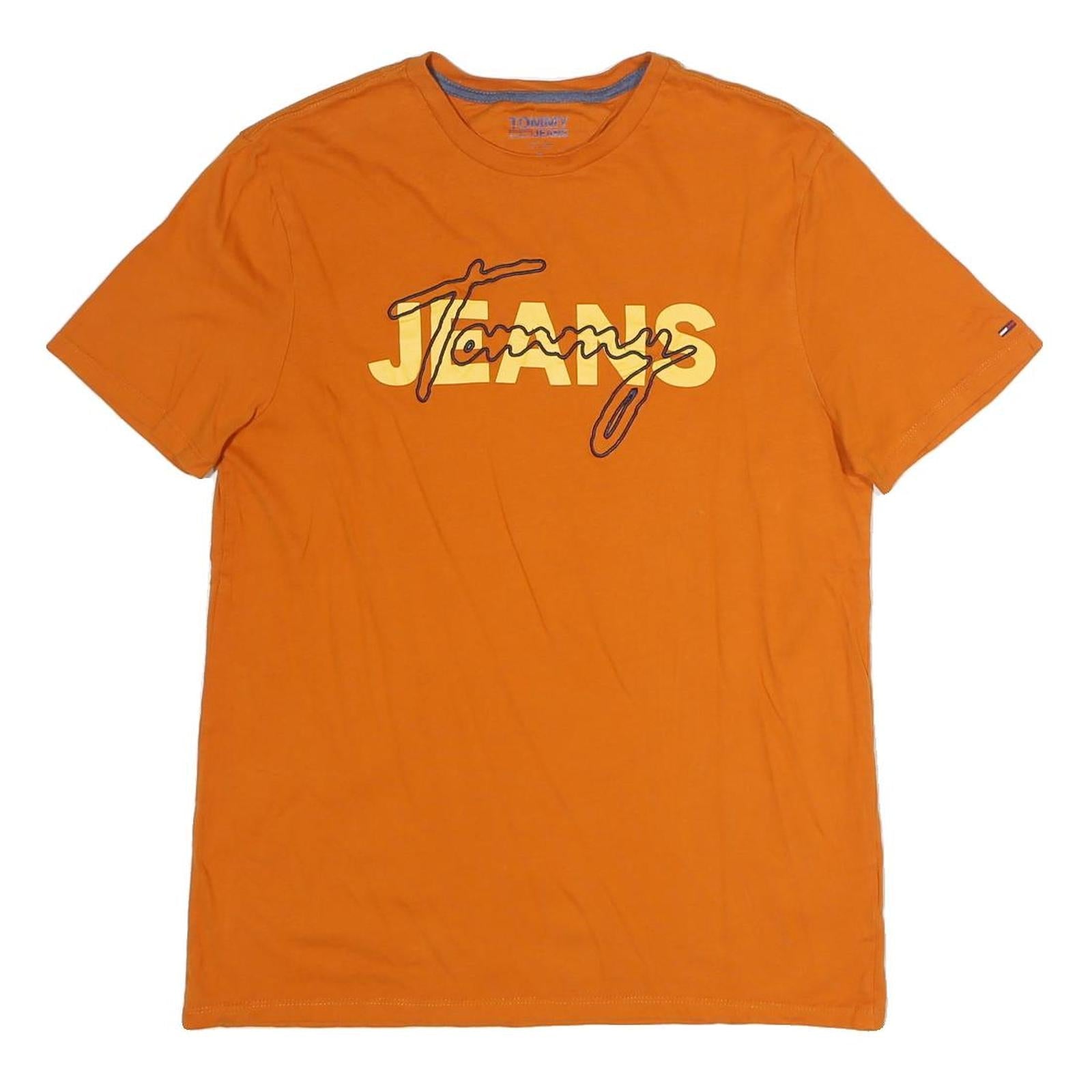 TOMMY JEANS Mens Orange Graphic T-Shirt M Short Sleeve Crew Neck Logo Refurbished - N/A refurbished available on Cerqular