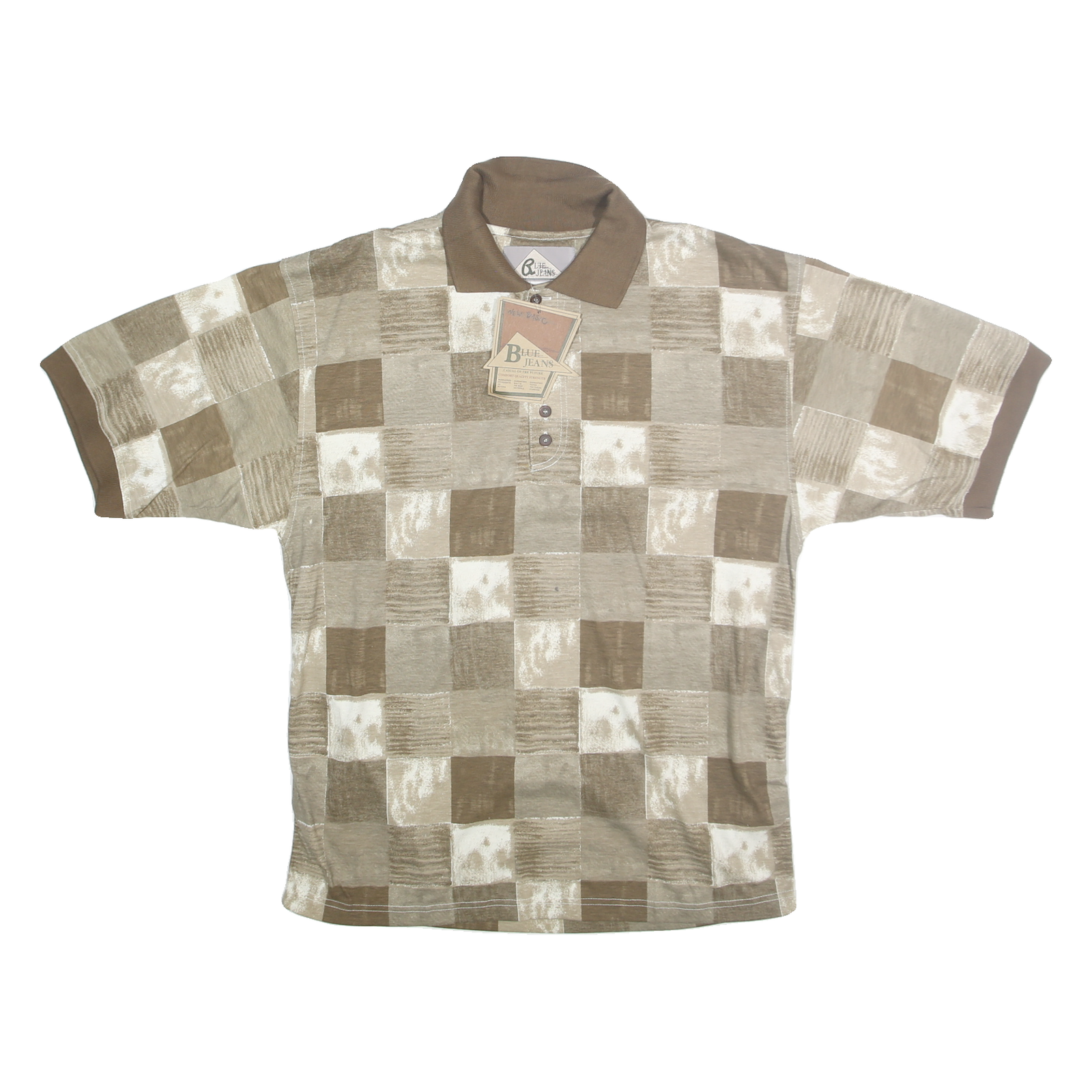 Buy BLUE JEANS Mens Beige & Cream Checked Short Sleeve Polo Shirt M Classic Fit Refurbished - $12.99 BLUE JEANS Mens Beige & Cream Checked Short Sleeve Polo Shirt M Classic Fit Refurbished - N/A refurbished available on Cerqular