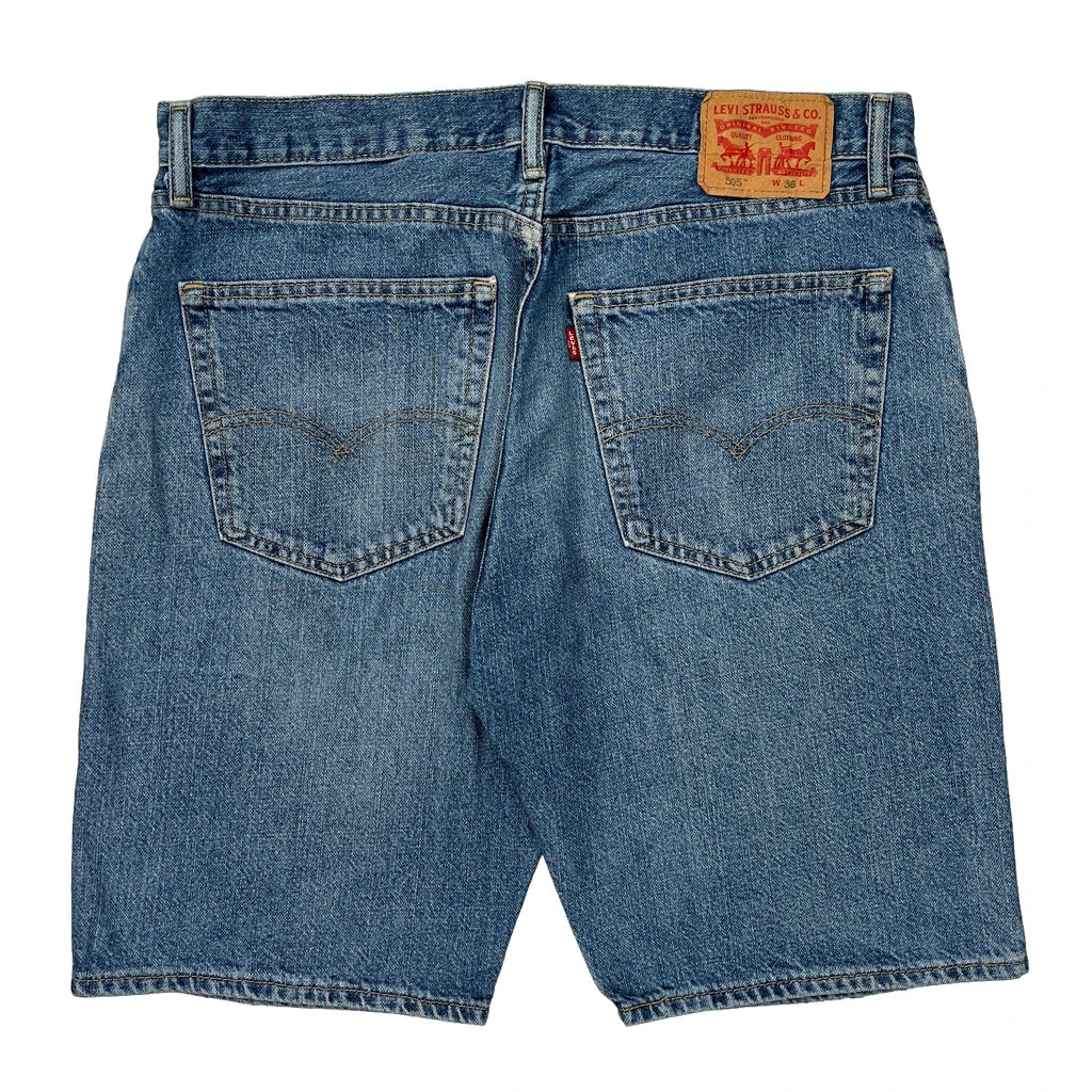 Levis Denim Shorts - 36W 10L Blue Cotton Refurbished - Thrifted (note: this is a term often used to describe second- refurbished available on Cerqular