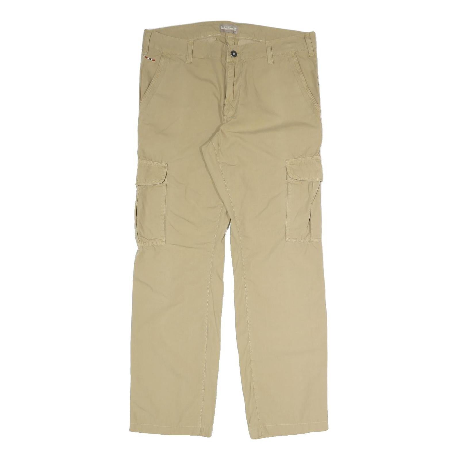 NAPAPIJRI Mens Beige Polyester Blend Regular Cargo Trousers W32 L29 Practical Refurbished - N/A refurbished available on Cerqular