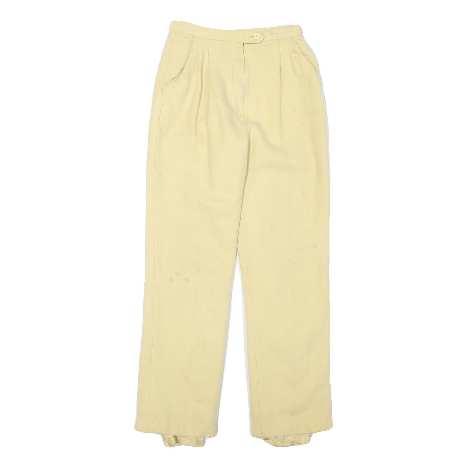Womens Cream Wool Regular Fit Straight Leg Trousers W22 L25 Zip Closure Refurbished - N/A refurbished available on Cerqular