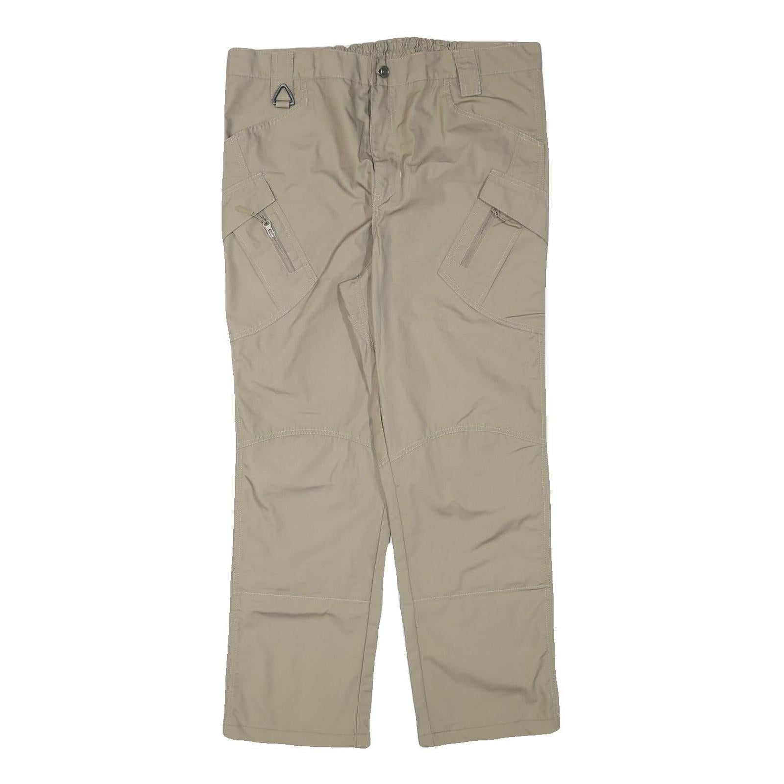 Mens Beige Polyester Blend Regular Fit Straight Leg Trousers W37 L28 Casual Zip Refurbished - N/A refurbished available on Cerqular