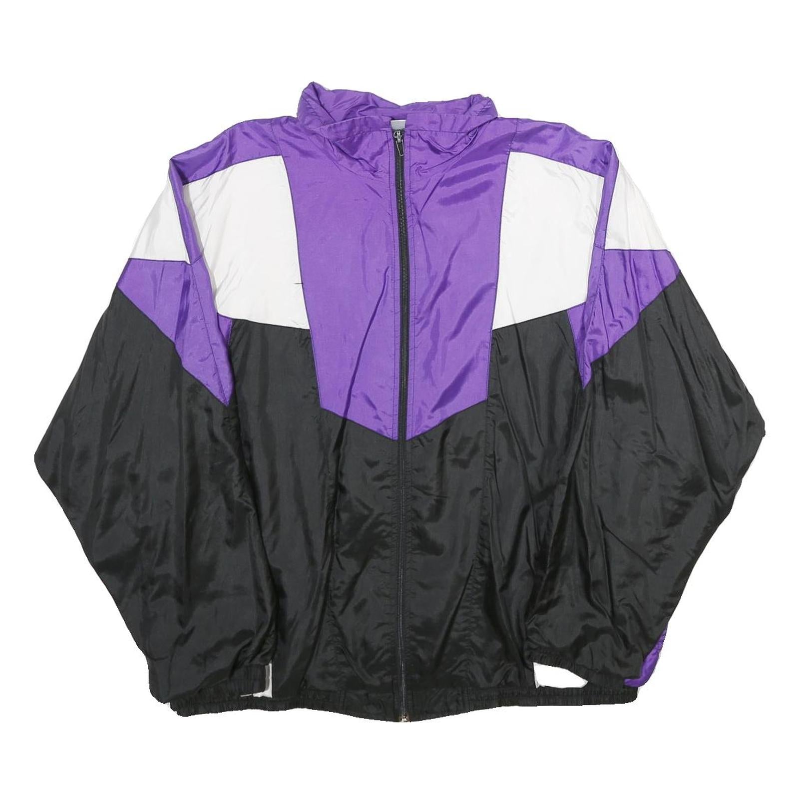 ACKERMANN Mens Purple & White & Black Track Jacket M Nylon Plain Zip Athletic Refurbished - N/A refurbished available on Cerqular