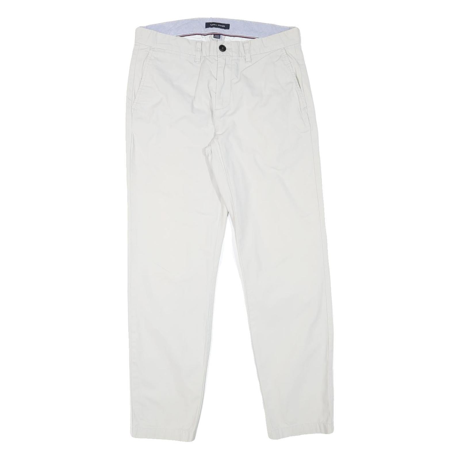 TOMMY HILFIGER Mens Cotton Blend White Slim Straight Trousers W30 L30 Classic Refurbished - N/A refurbished available on Cerqular