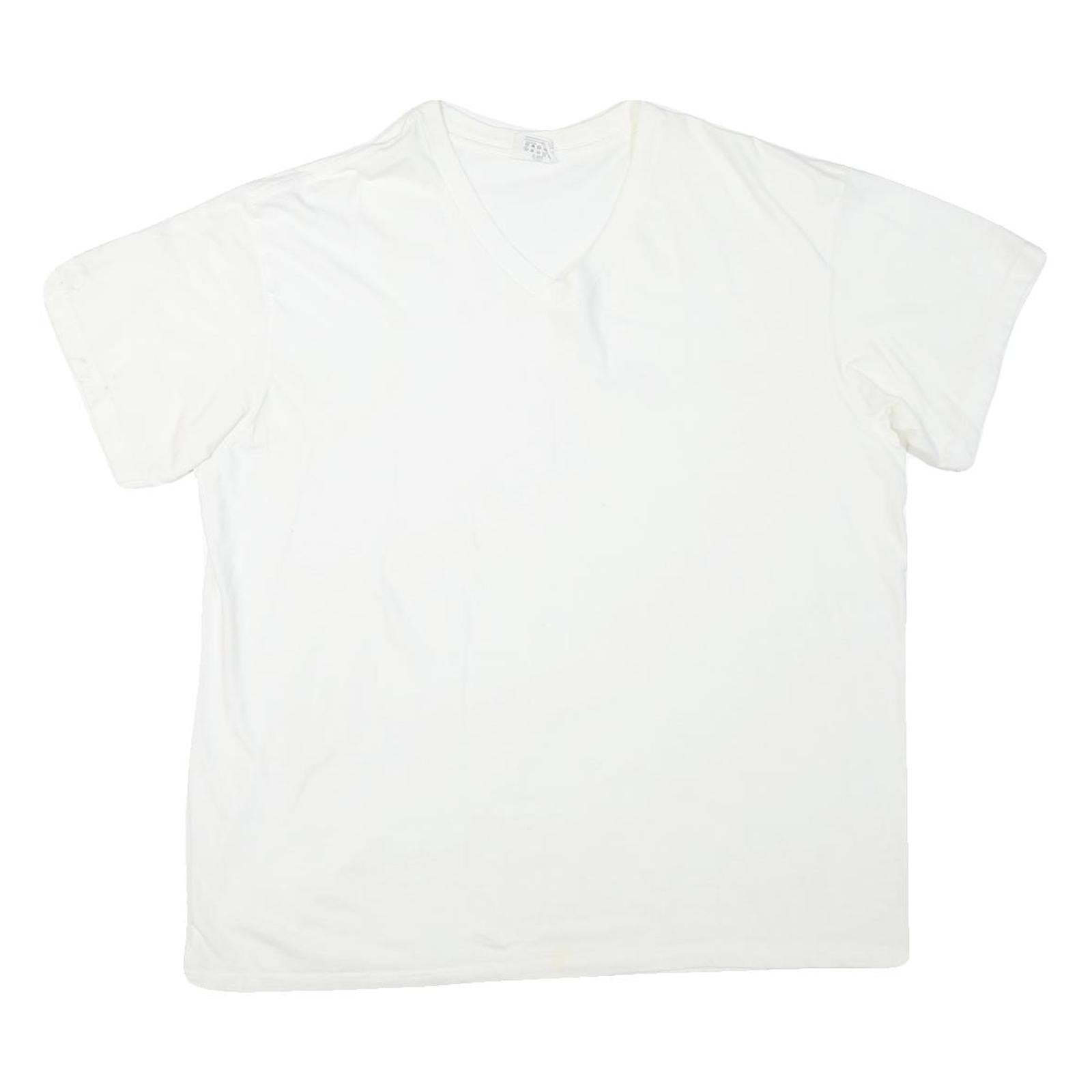 CALVIN KLEIN Mens White XL Plain V-Neck Cotton Blend Short Sleeve T-Shirt Refurbished - N/A refurbished available on Cerqular