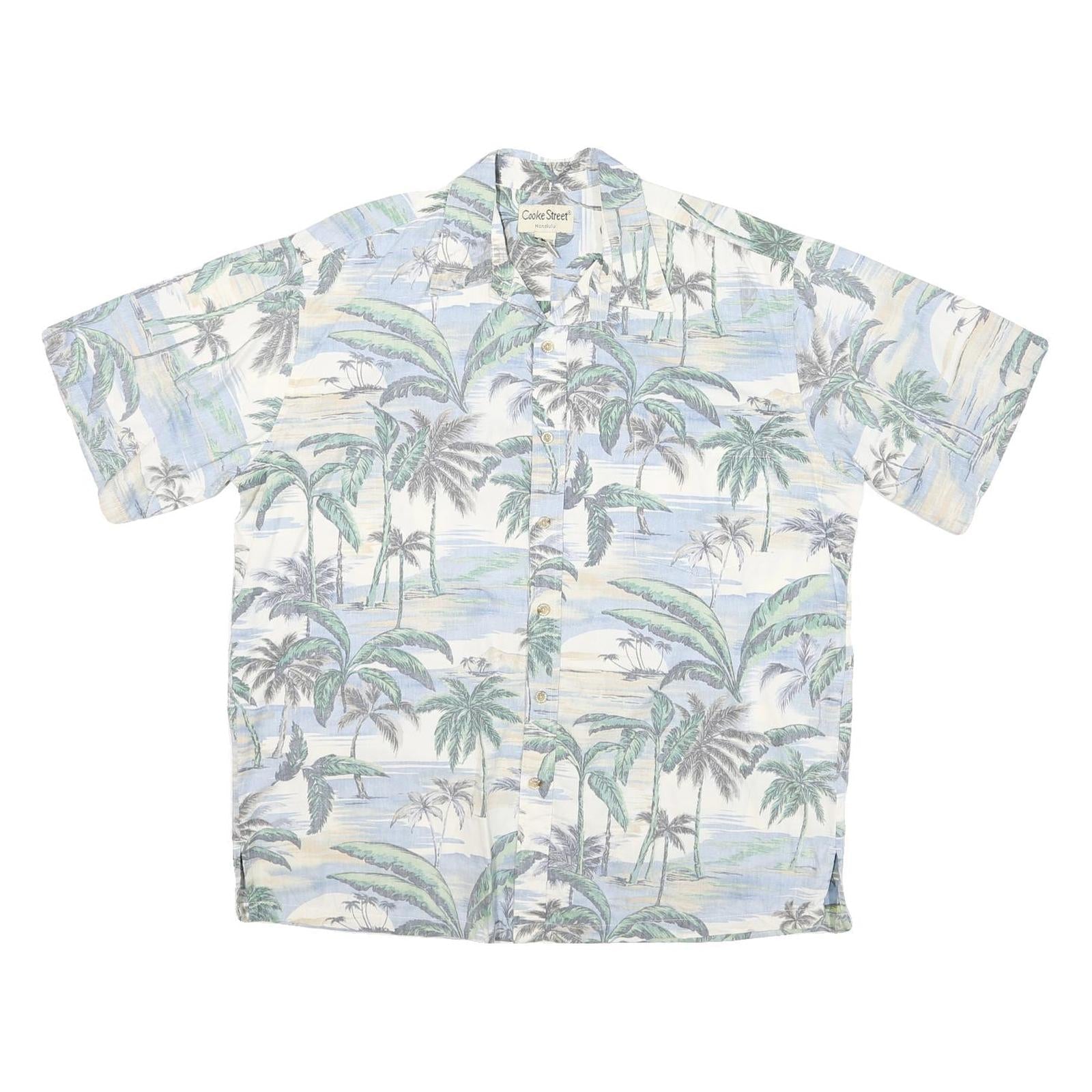 COOKE STREET Mens White & Green Hawaiian Shirt XL Tropical Cotton Blend Refurbished - N/A refurbished available on Cerqular