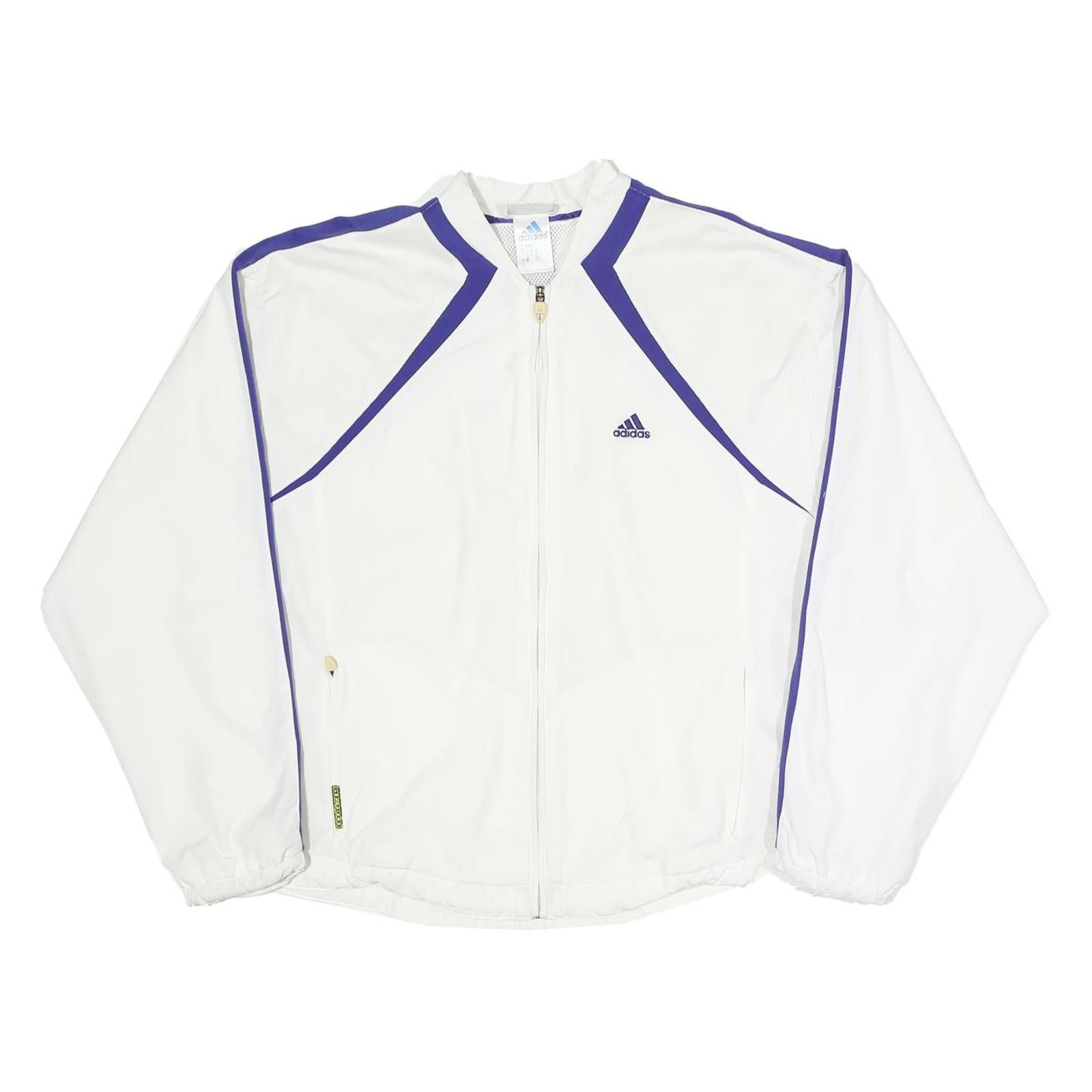 ADIDAS Womens White & Purple Sports Zip Jacket UK 14 Polyester Blend Track Top Refurbished - N/A refurbished available on Cerqular