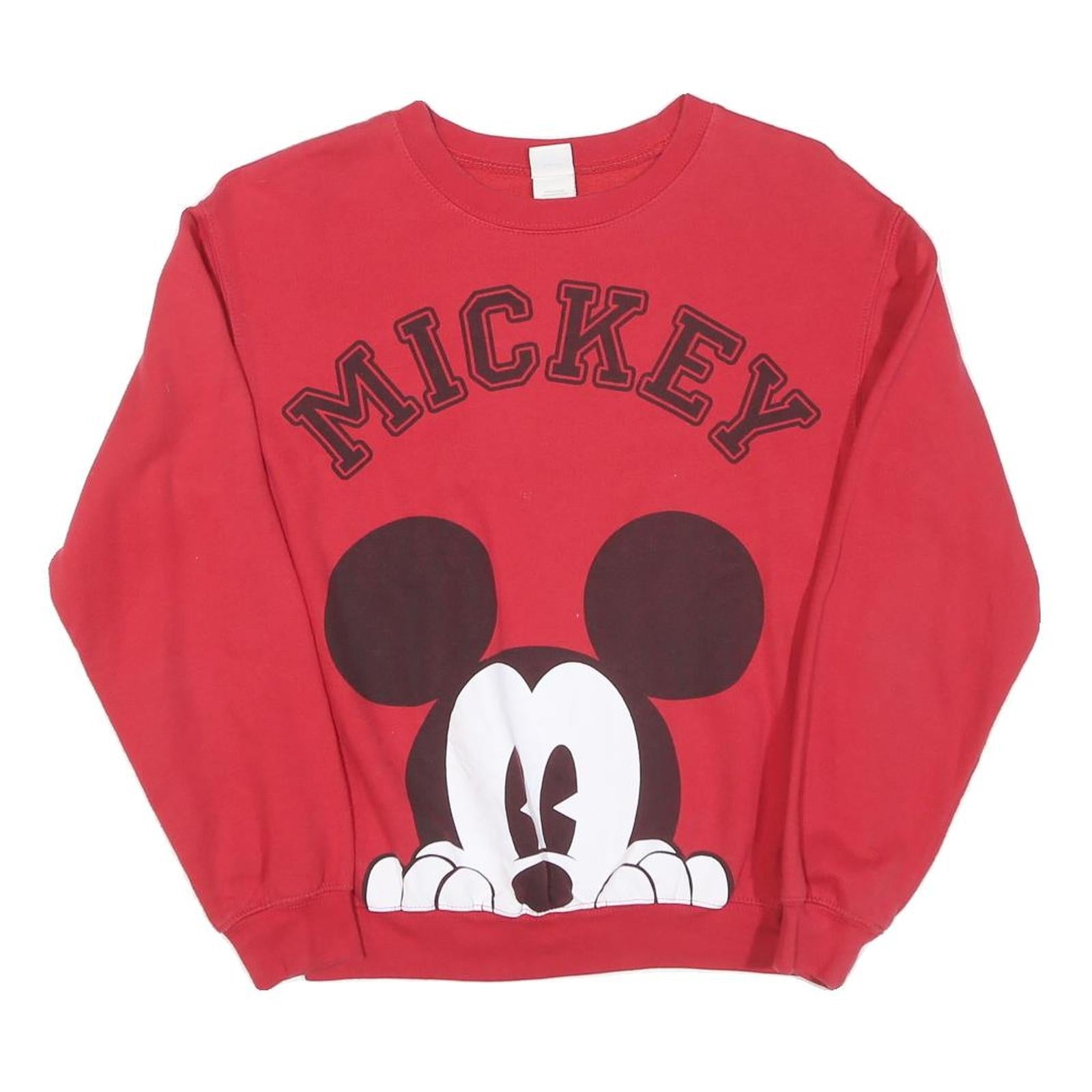 DISNEY Womens Red Mickey Crew Neck XS Cotton Sweatshirt Casual Pullover Refurbished - N/A refurbished available on Cerqular