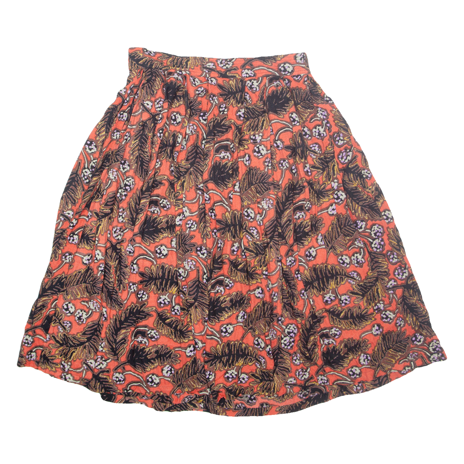 Womens A-Line Skirt Orange Midi Floral M Refurbished - N/A refurbished available on Cerqular