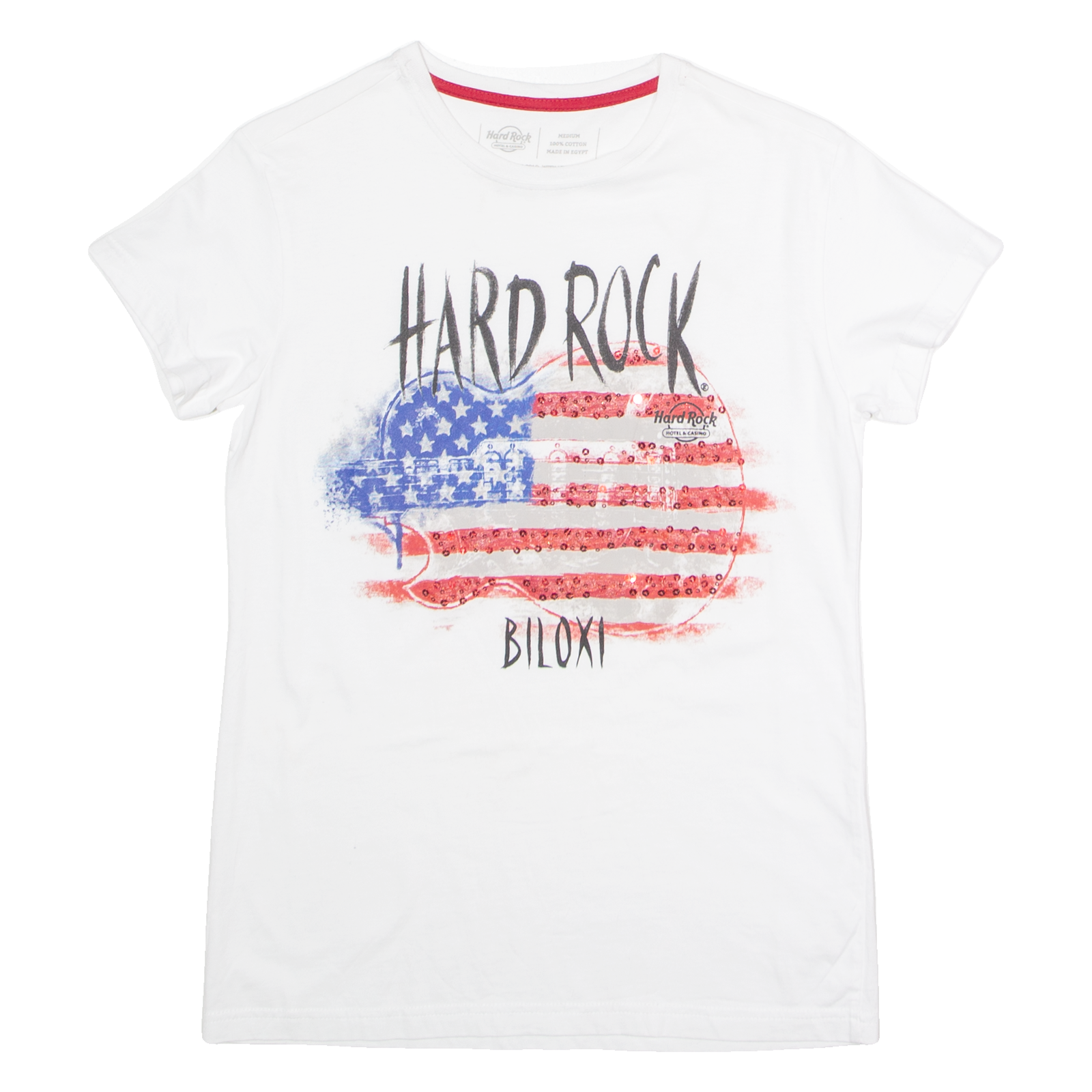 HARD ROCK CAFE Biloxi Womens T-Shirt White USA Crew Neck M Refurbished - N/A refurbished available on Cerqular