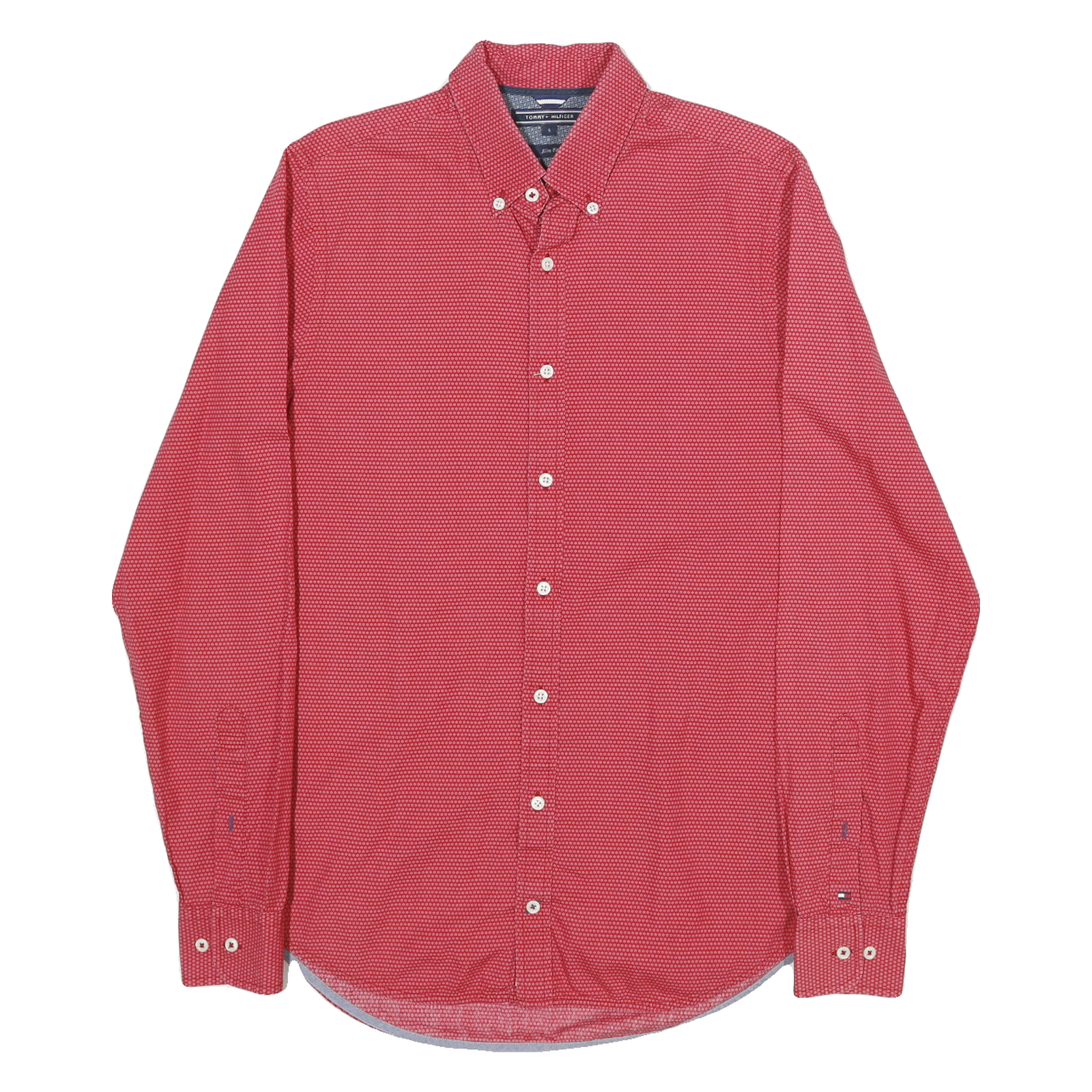 TOMMY HILFIGER Mens Red Slim Shirt S Button-Down Collar Cotton Blend Casual Refurbished - N/A refurbished available on Cerqular
