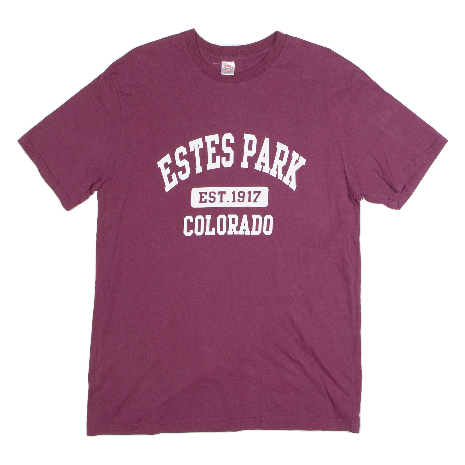 DIMCO APPAREL Estes Park Colorado Mens T-Shirt Maroon USA Crew Neck XL Refurbished - N/A refurbished available on Cerqular