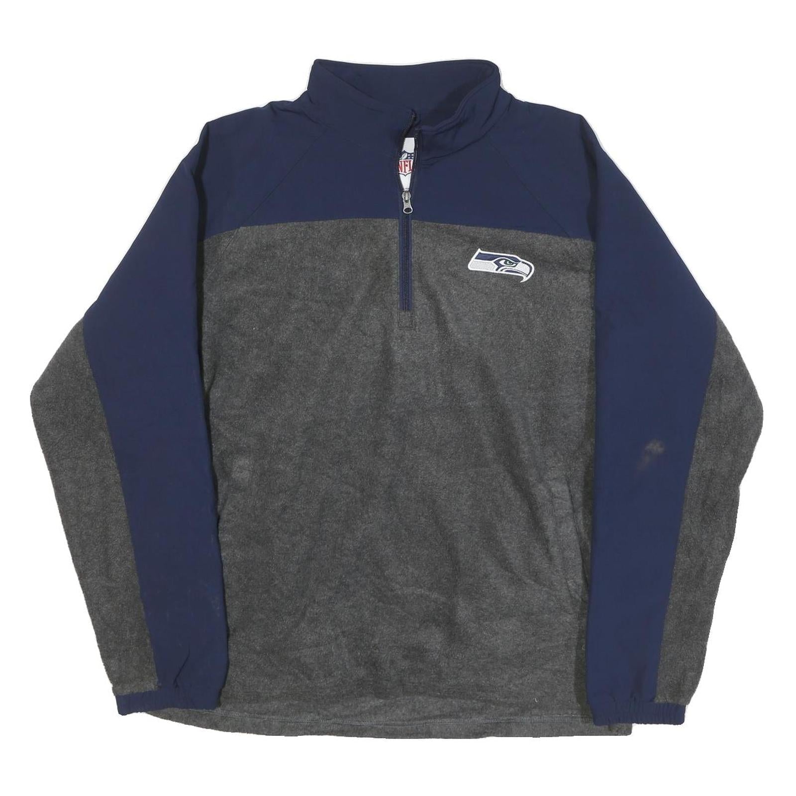 NFL Mens Navy & Grey Seamless Colourblock Jumper Crew Neck Regular XL Seattle Refurbished - N/A refurbished available on Cerqular