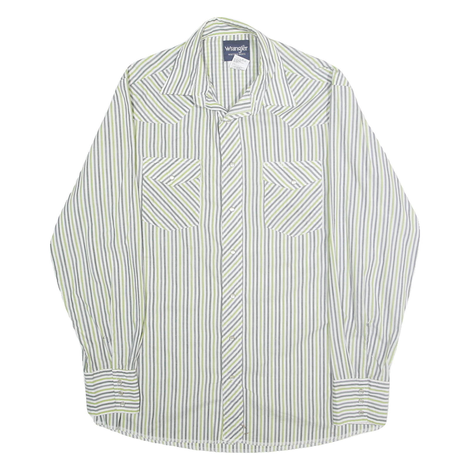 WRANGLER Mens White & Green Stripe Western Shirt L Cotton Blend Long Sleeve Refurbished - N/A refurbished available on Cerqular