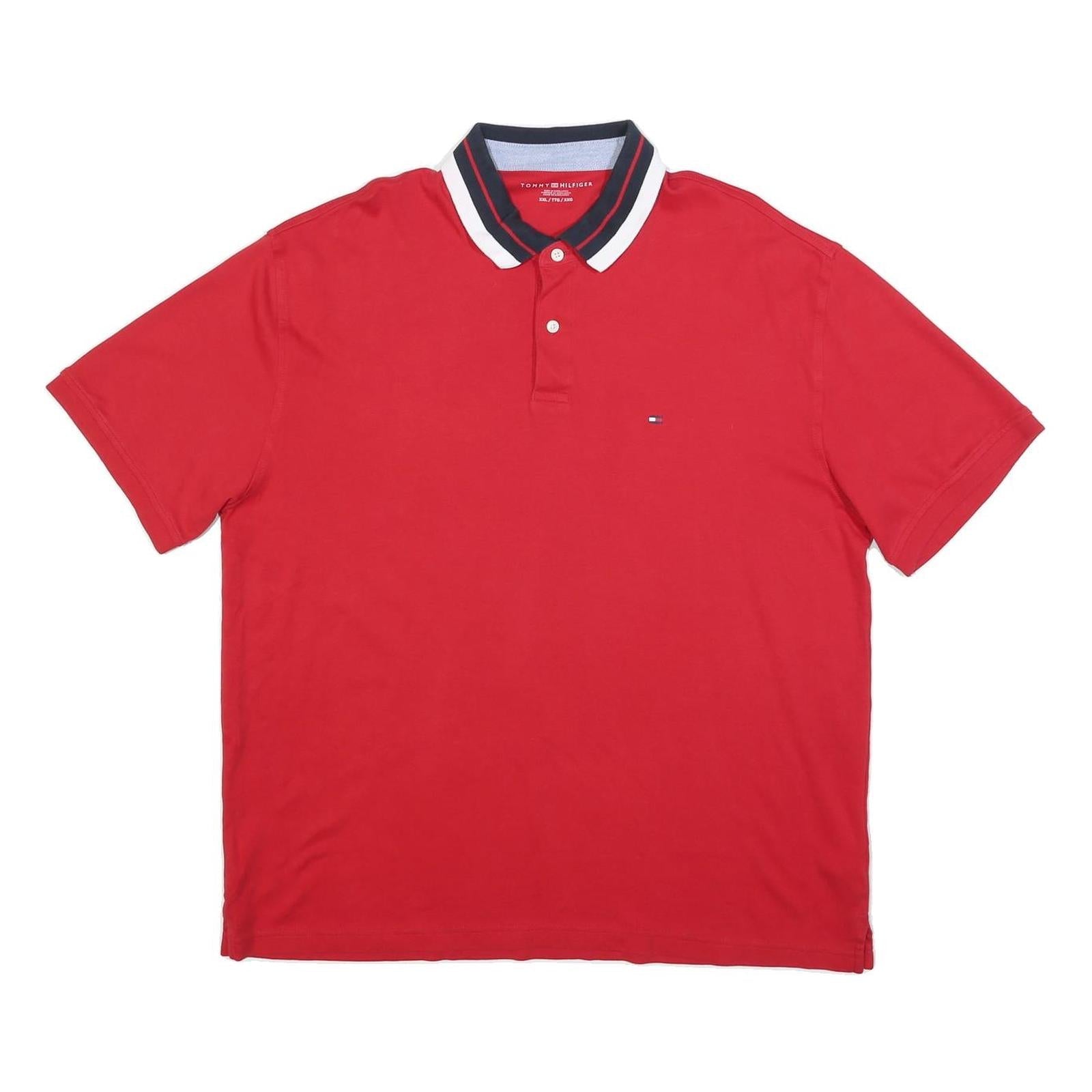 TOMMY HILFIGER Mens Red Polo Shirt 2XL Cotton Blend Short Sleeve Basic Refurbished - N/A refurbished available on Cerqular