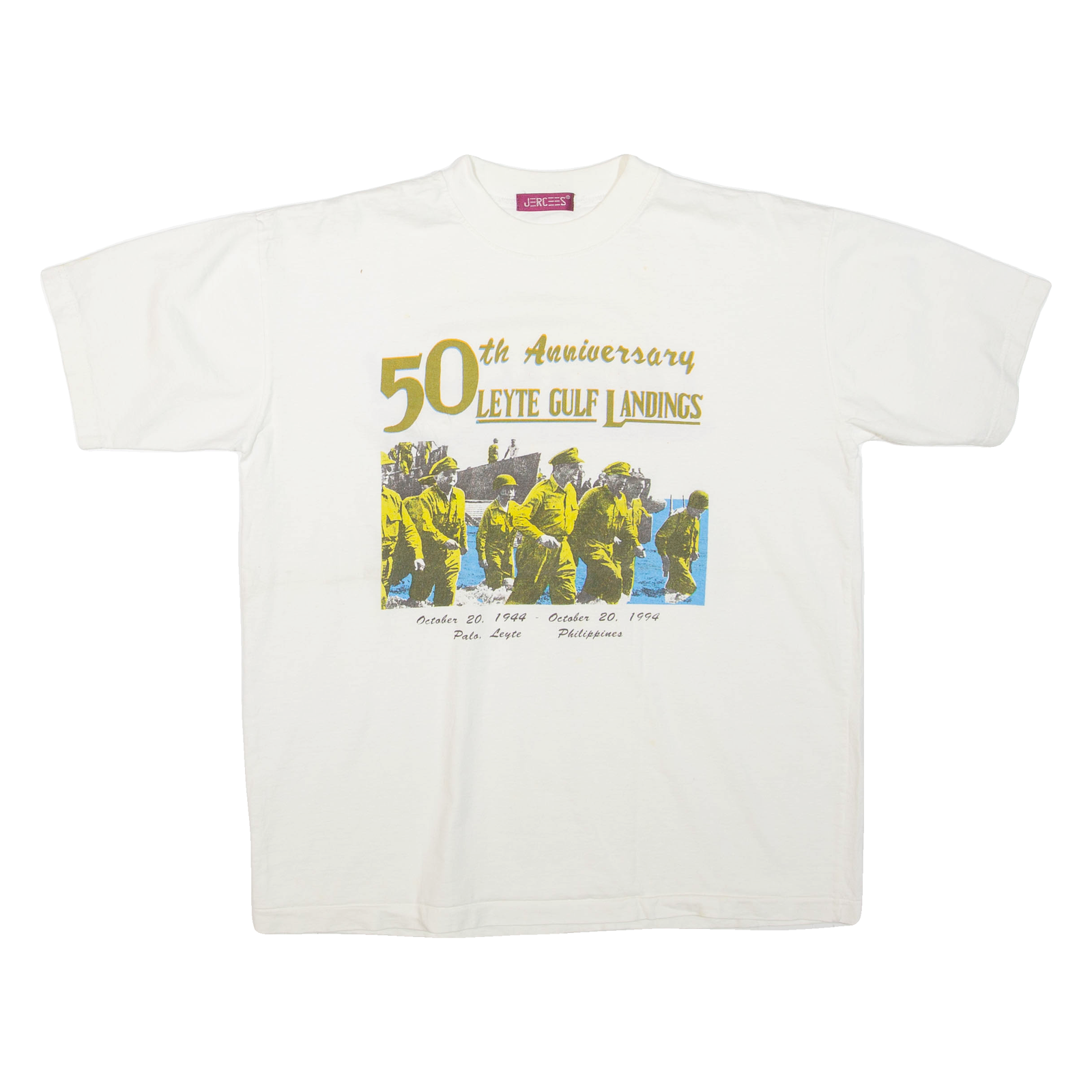 JERZEES Leyte Gulf Landings Mens T-Shirt White L Refurbished - N/A refurbished available on Cerqular