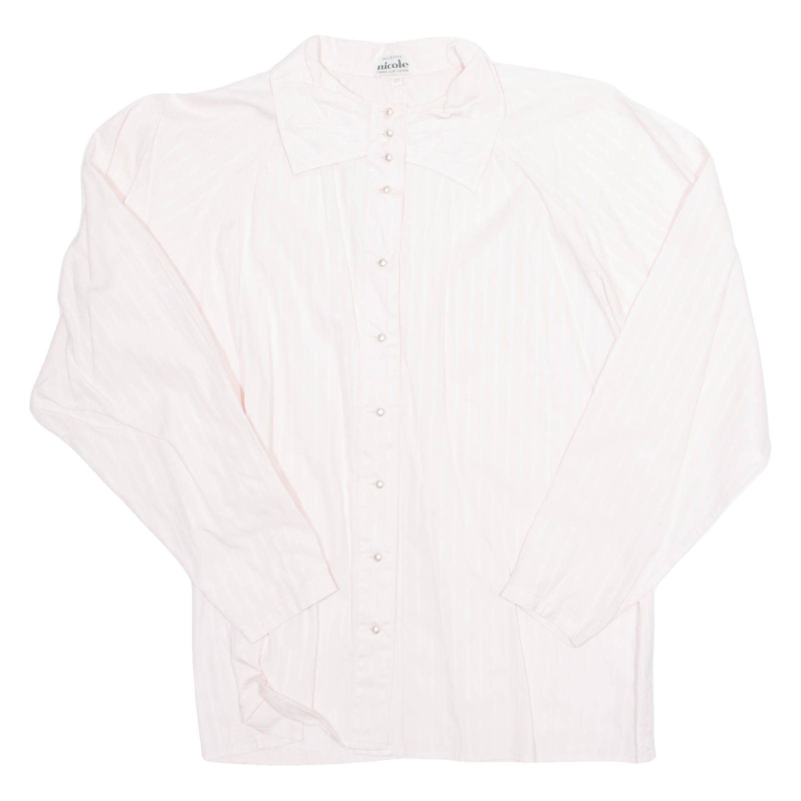 NICOLE Womens Printed Shirt Pink Roll Neck Long Sleeve Striped M Refurbished - N/A refurbished available on Cerqular