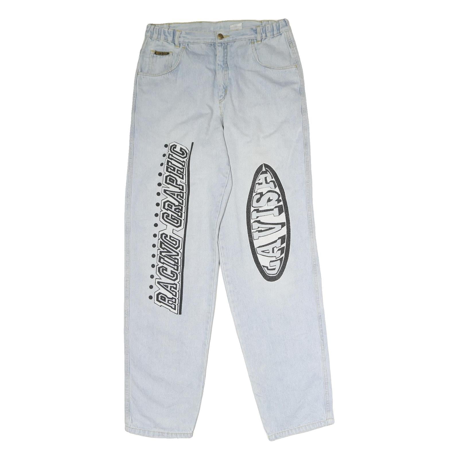 Mens Light Blue Regular Fit Straight Leg Denim Jeans W30 L33 Racing Graphic Refurbished - N/A refurbished available on Cerqular