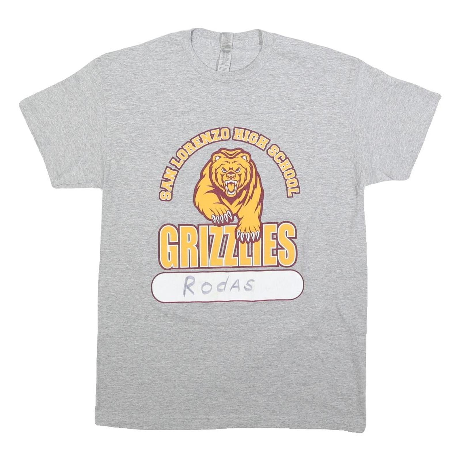 GILDAN Mens Grey Yellow San Lorenzo High School Grizzlies Graphic T-Shirt M Refurbished - N/A refurbished available on Cerqular