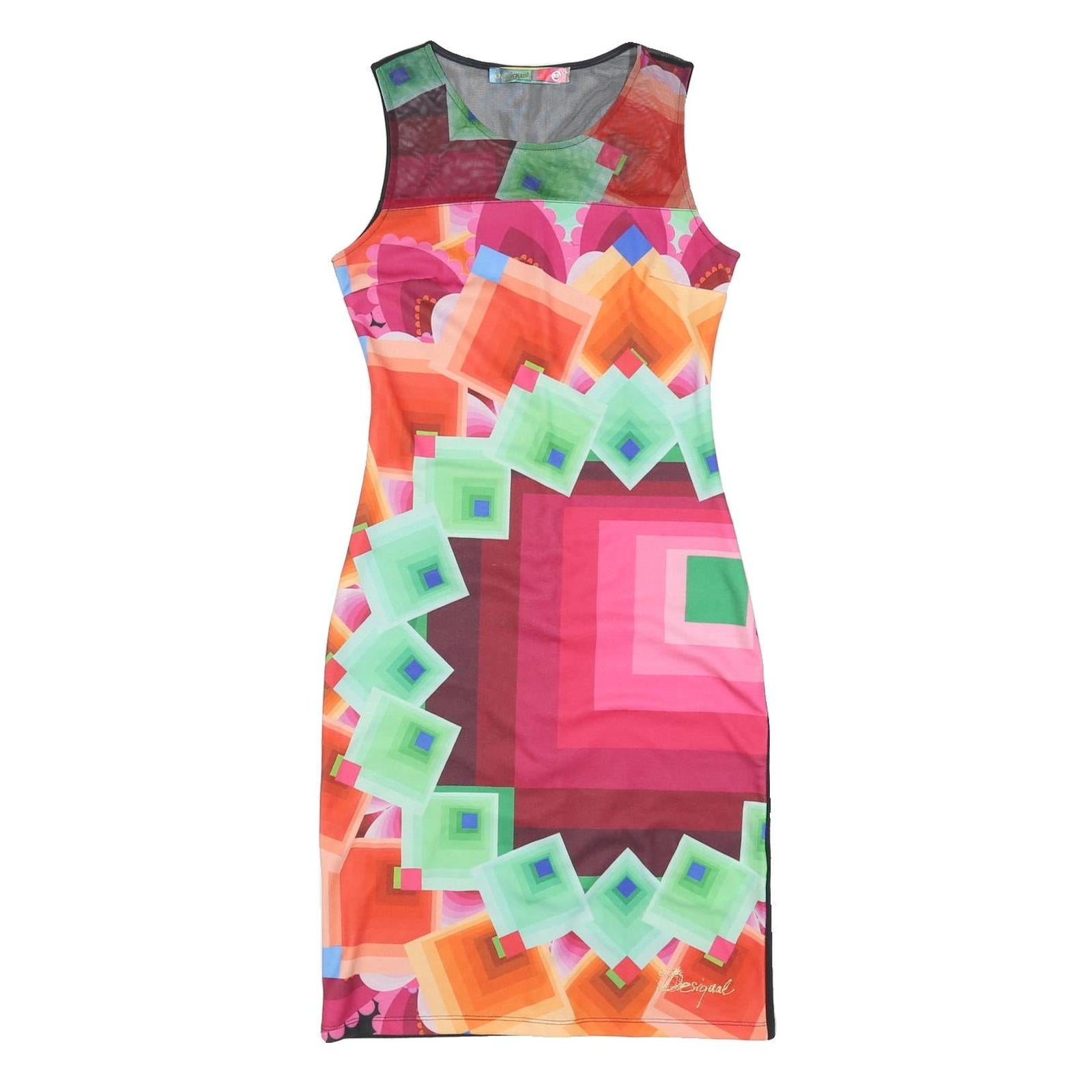 DESIGUAL Womens Multicolour Abstract Print Sleeveless Shift Dress Polyester XS Refurbished - N/A refurbished available on Cerqular